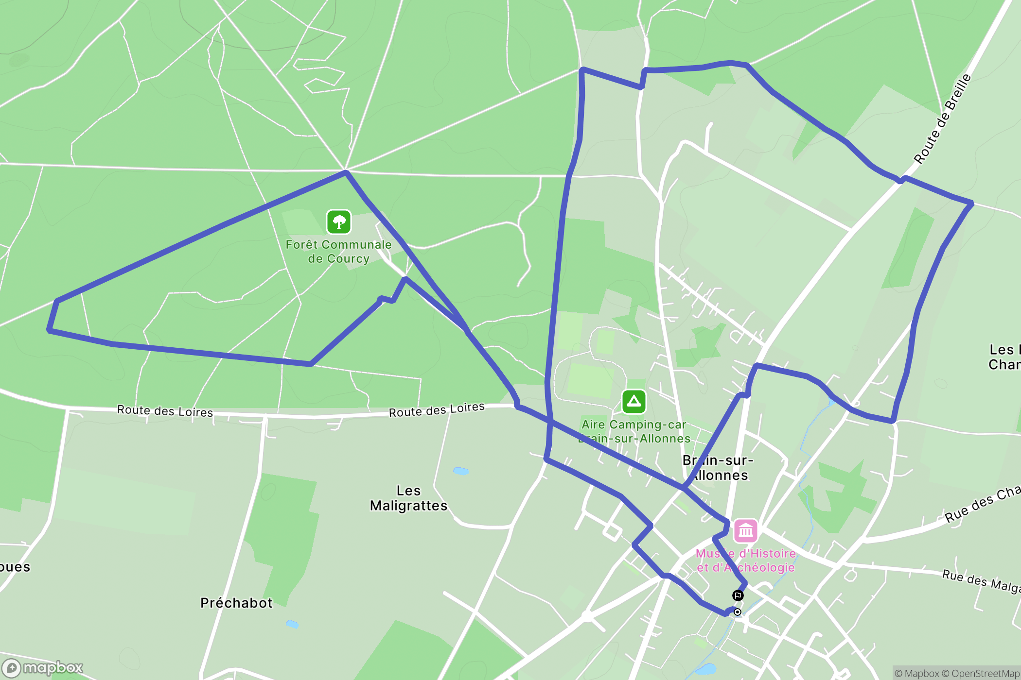 Brain-sur-Allonnes : carte du parcours de randonnée - France