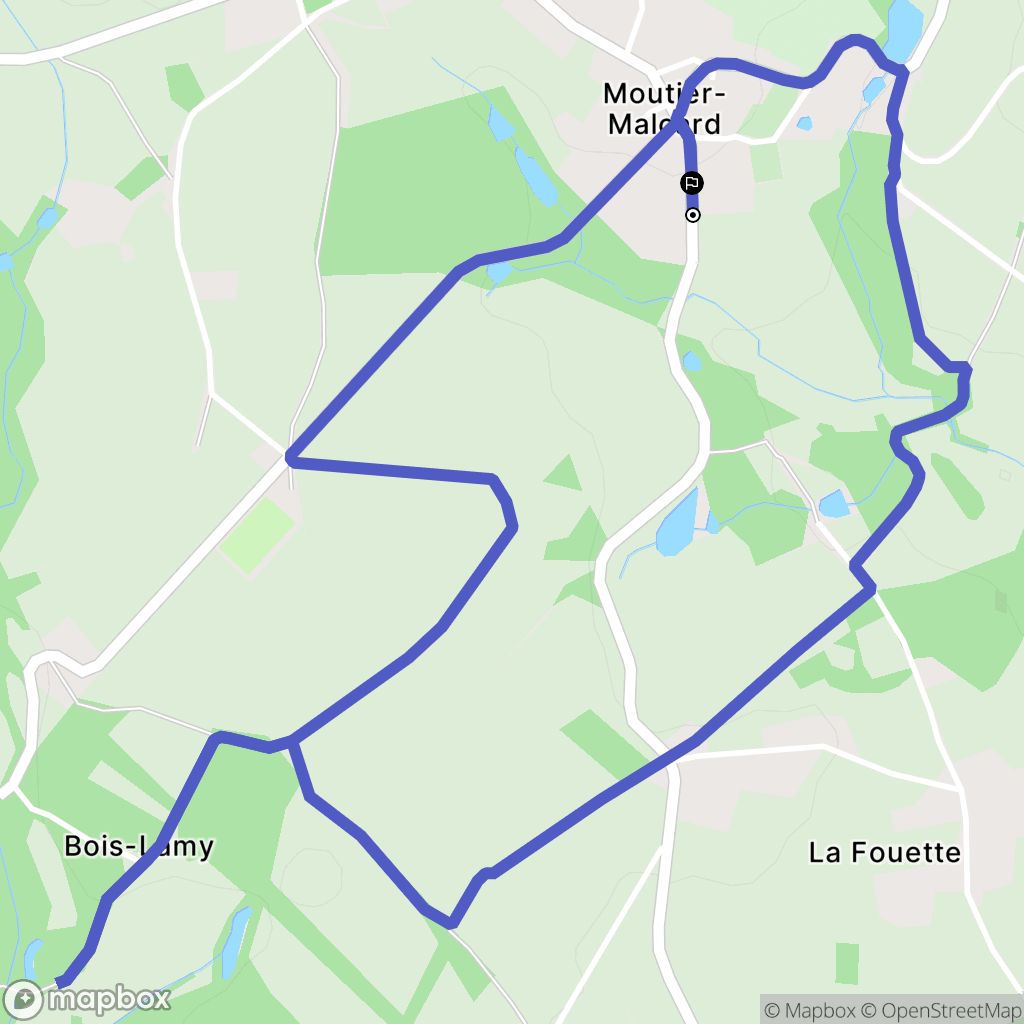 Moutier-Malcard : carte du parcours de randonnée - France