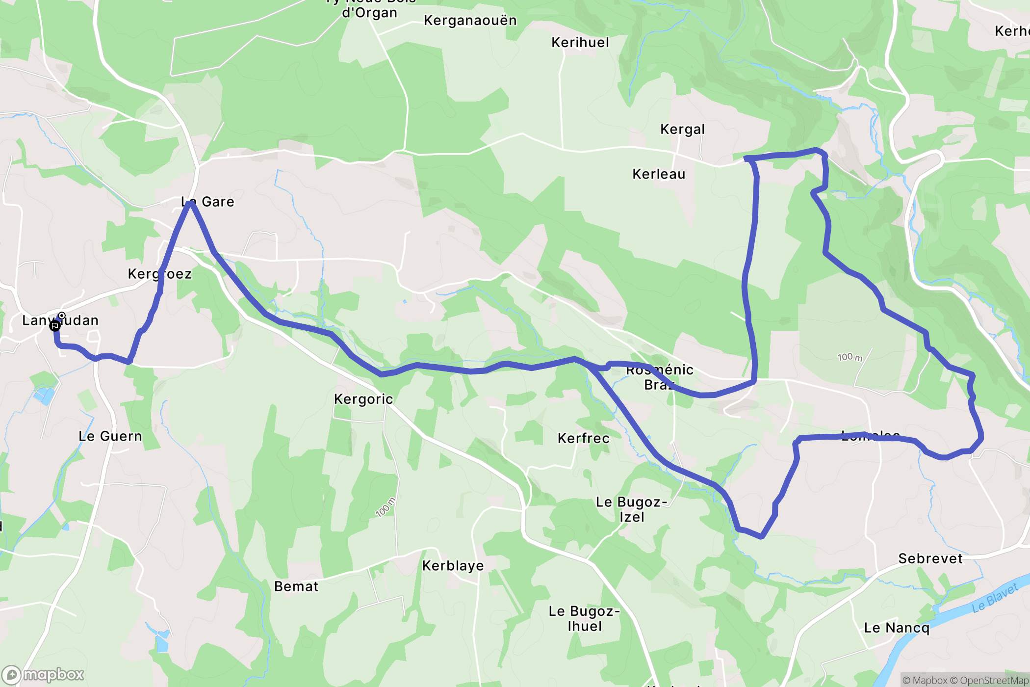 Lanvaudan : carte du parcours de randonnée - France