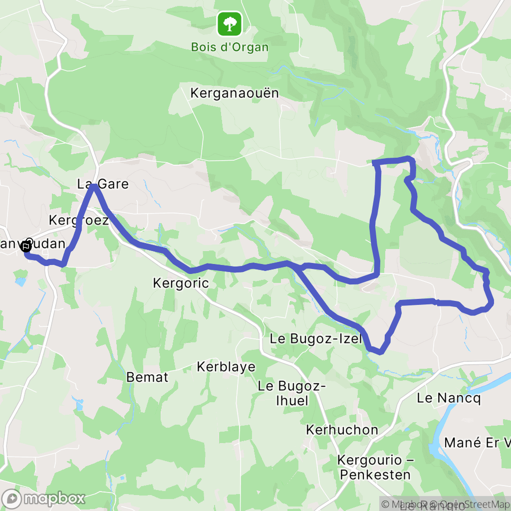 Lanvaudan : carte du parcours de randonnée - France