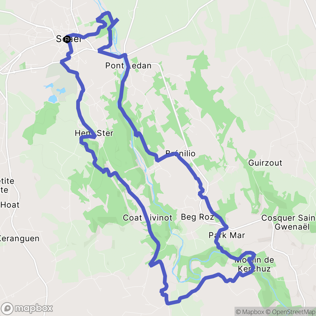 Scaër : carte du parcours de randonnée - France