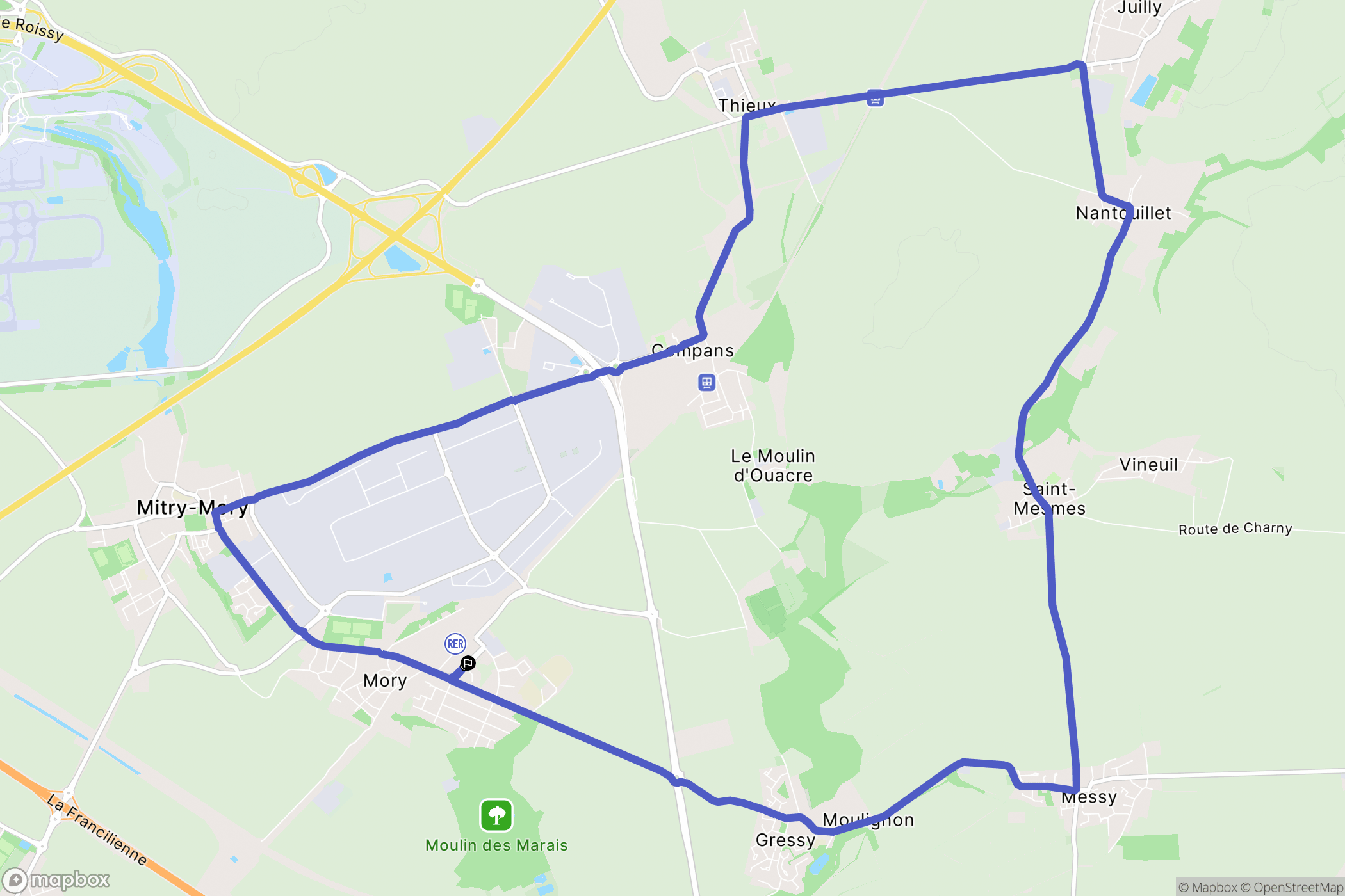 Mitry-Mory : carte du parcours de randonnée - France