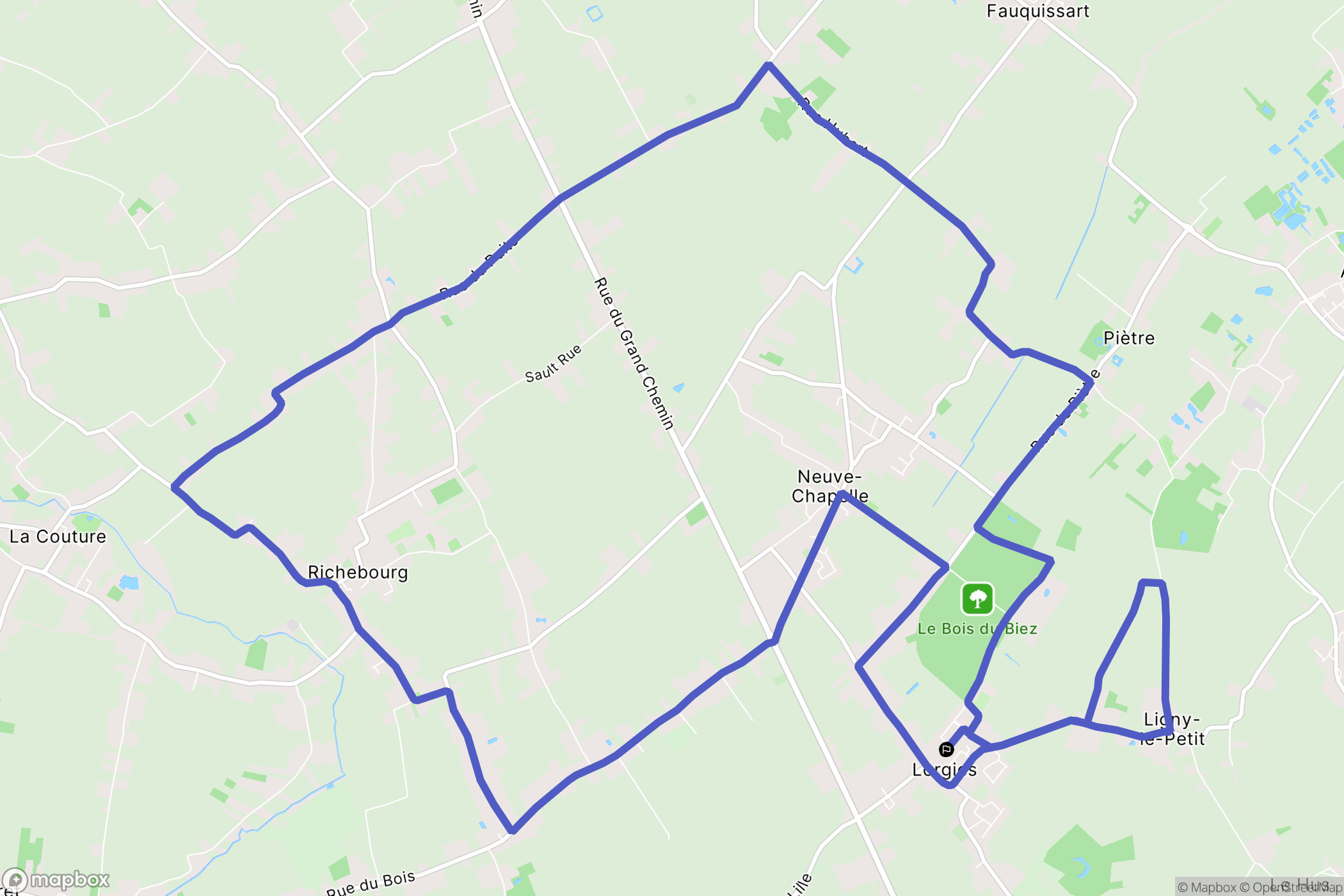 Lorgies : carte du parcours de randonnée - France