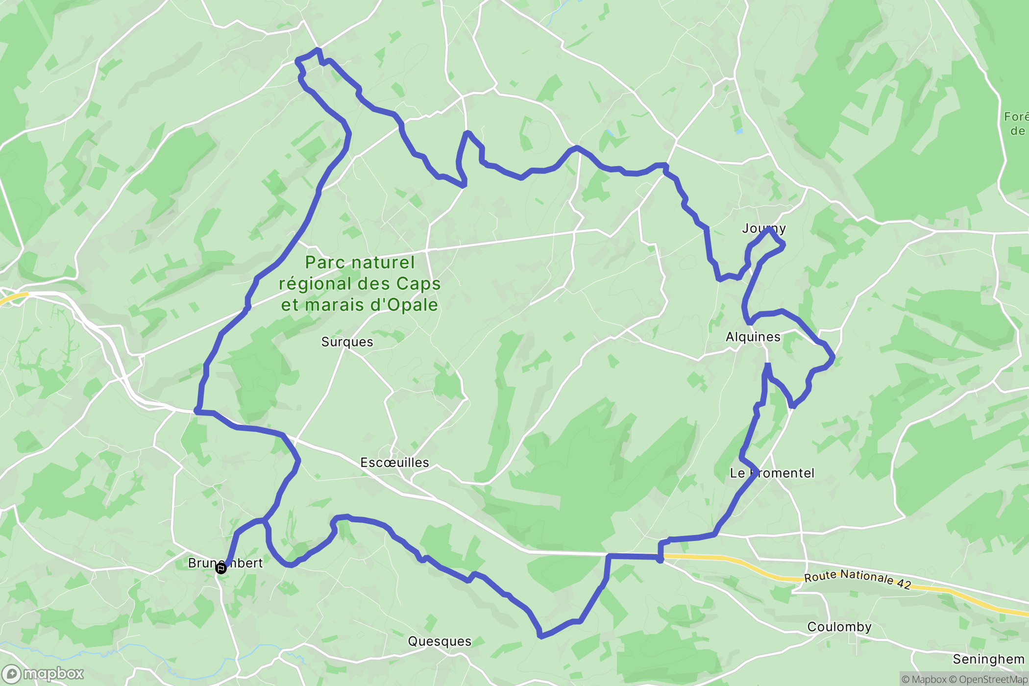 Brunembert : carte du parcours de randonnée - France
