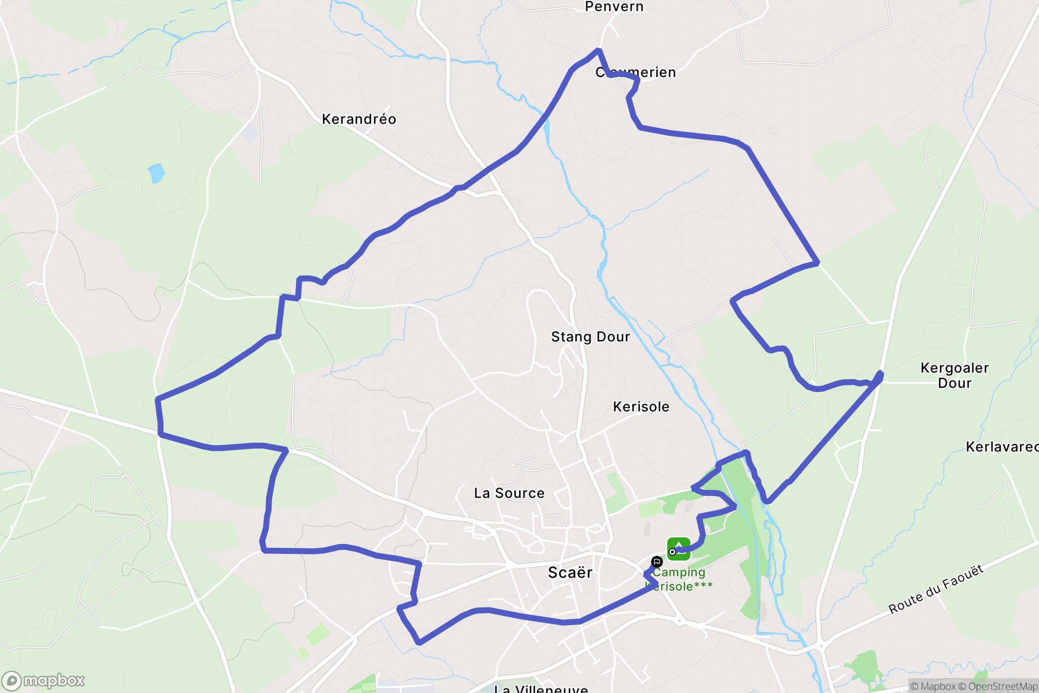 Scaër : carte du parcours de randonnée - France