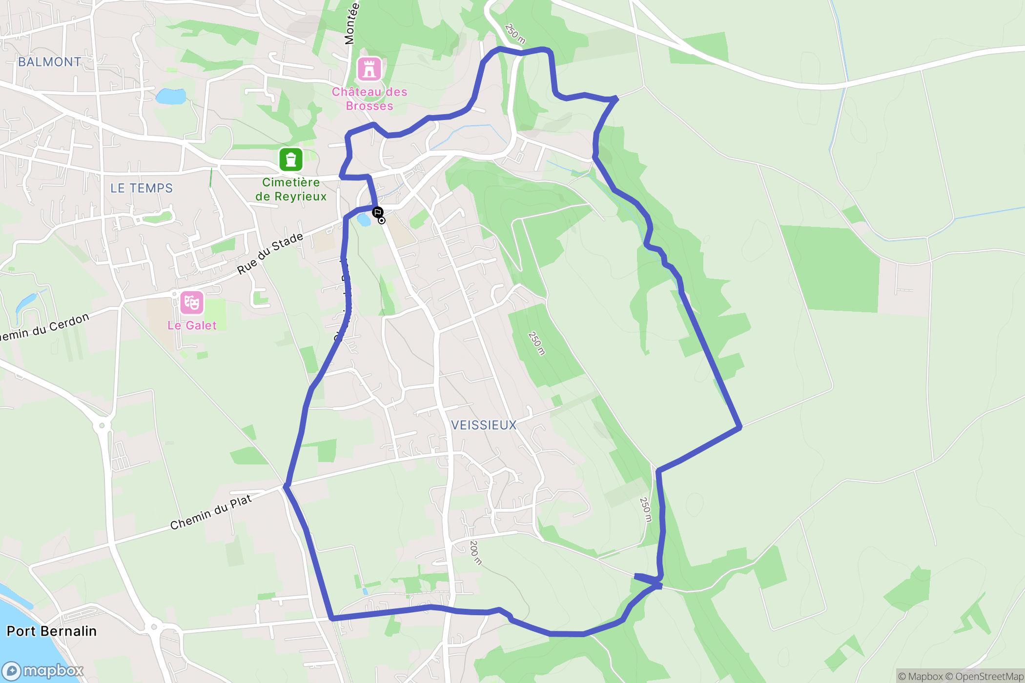 Reyrieux : carte du parcours de randonnée - France