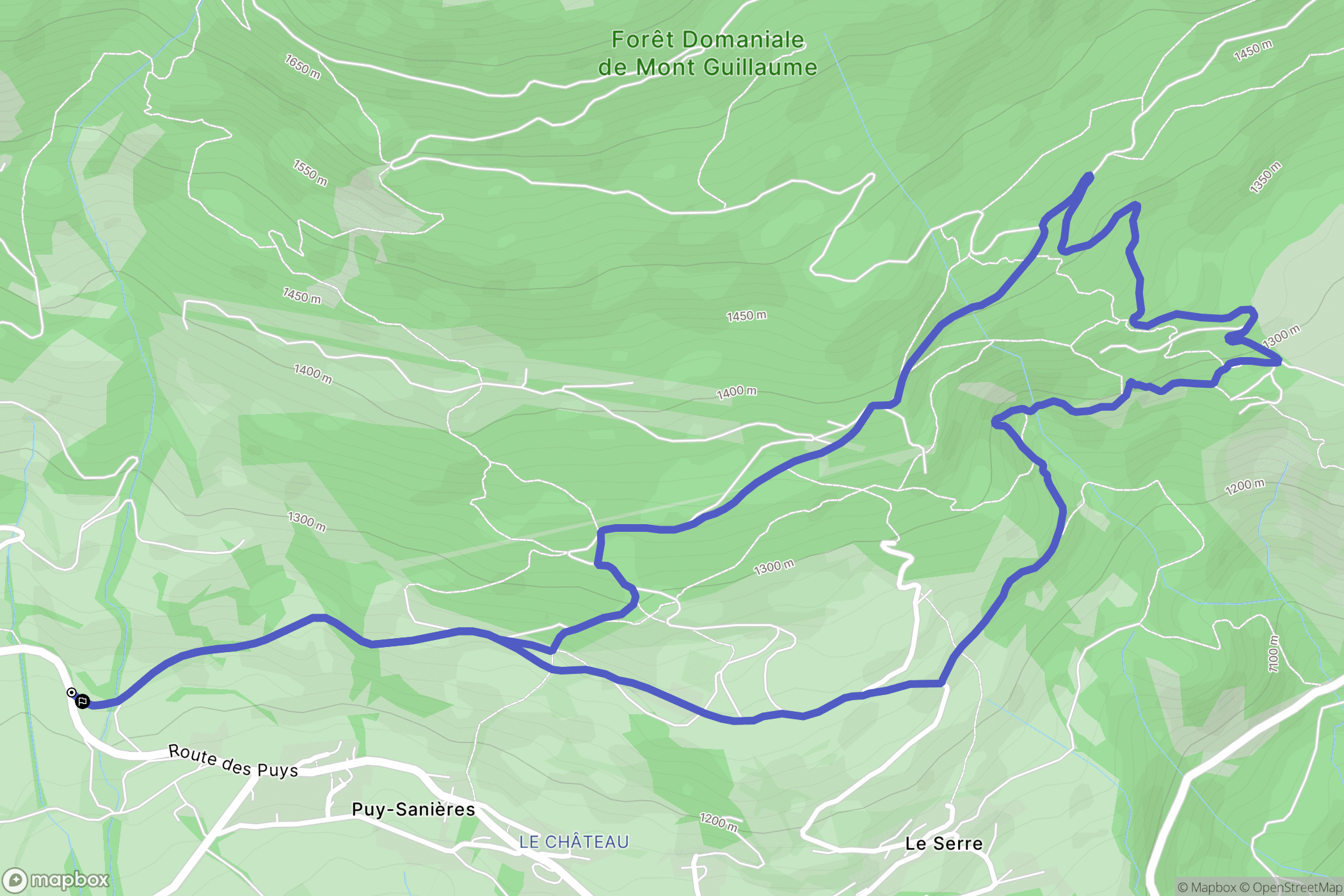 Puy-Sanières : carte du parcours de randonnée - France