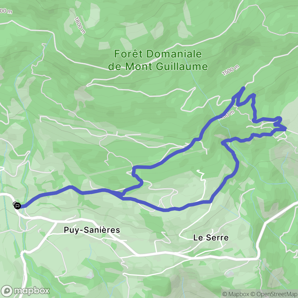 Puy-Sanières : carte du parcours de randonnée - France
