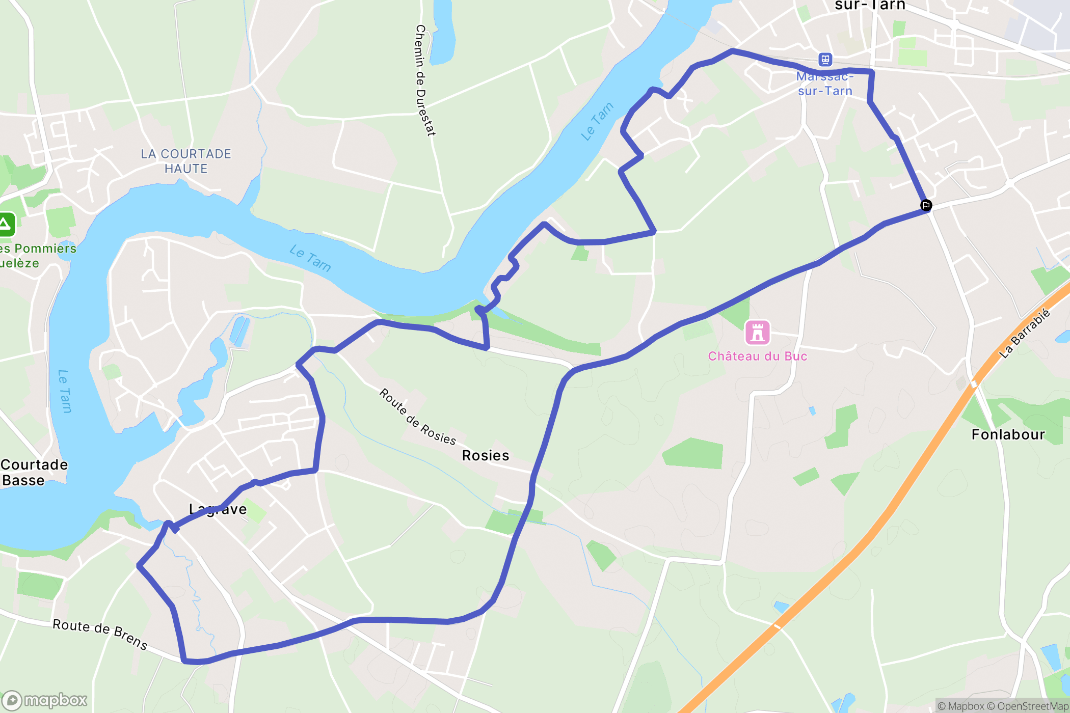 Marssac-sur-Tarn : carte du parcours de randonnée - France