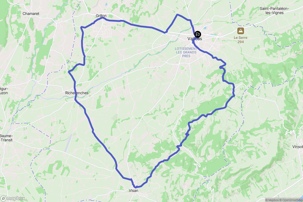 Valréas : carte du parcours de randonnée - France