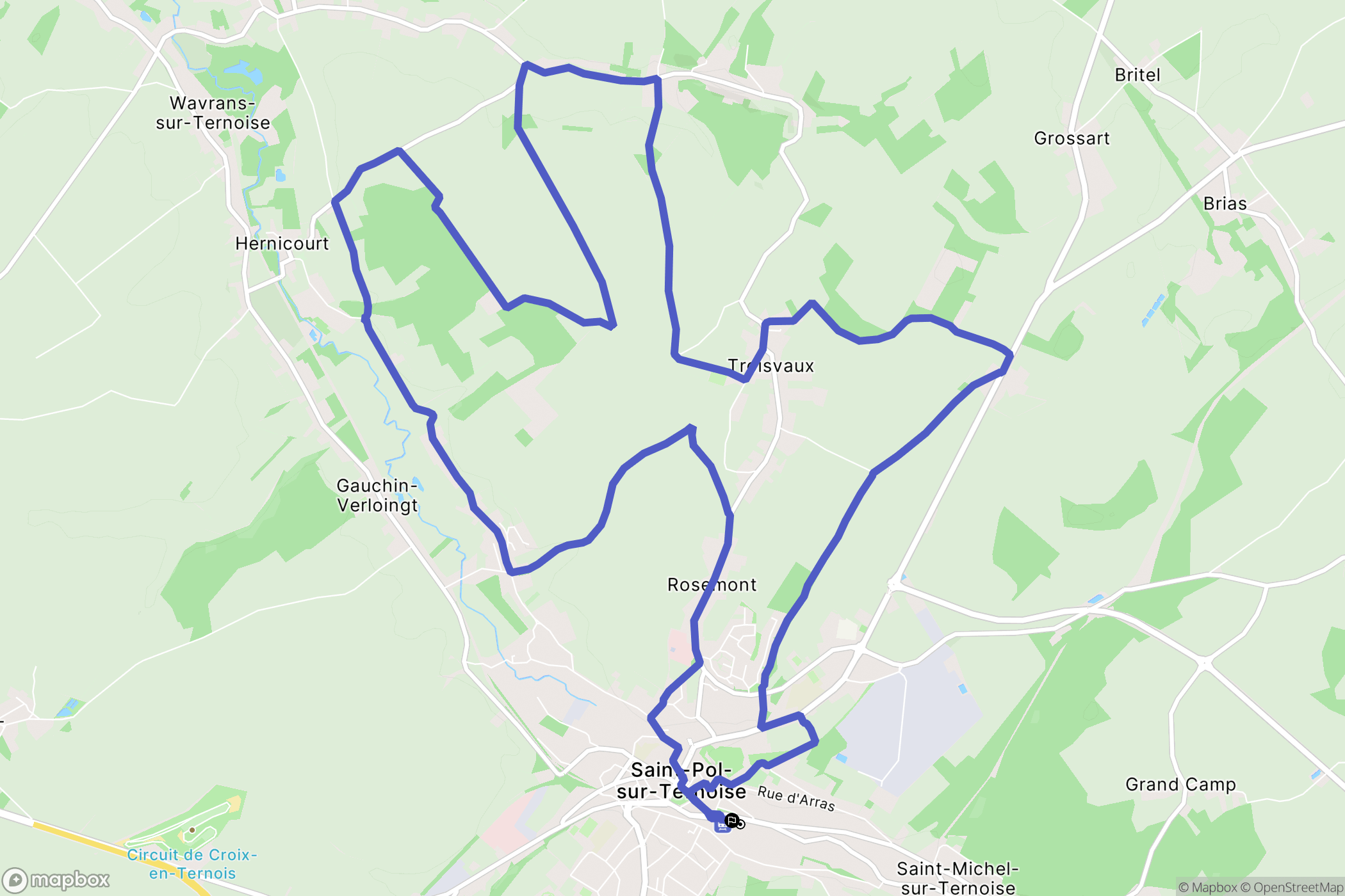 Saint-Pol-sur-Ternoise : carte du parcours de randonnée - France