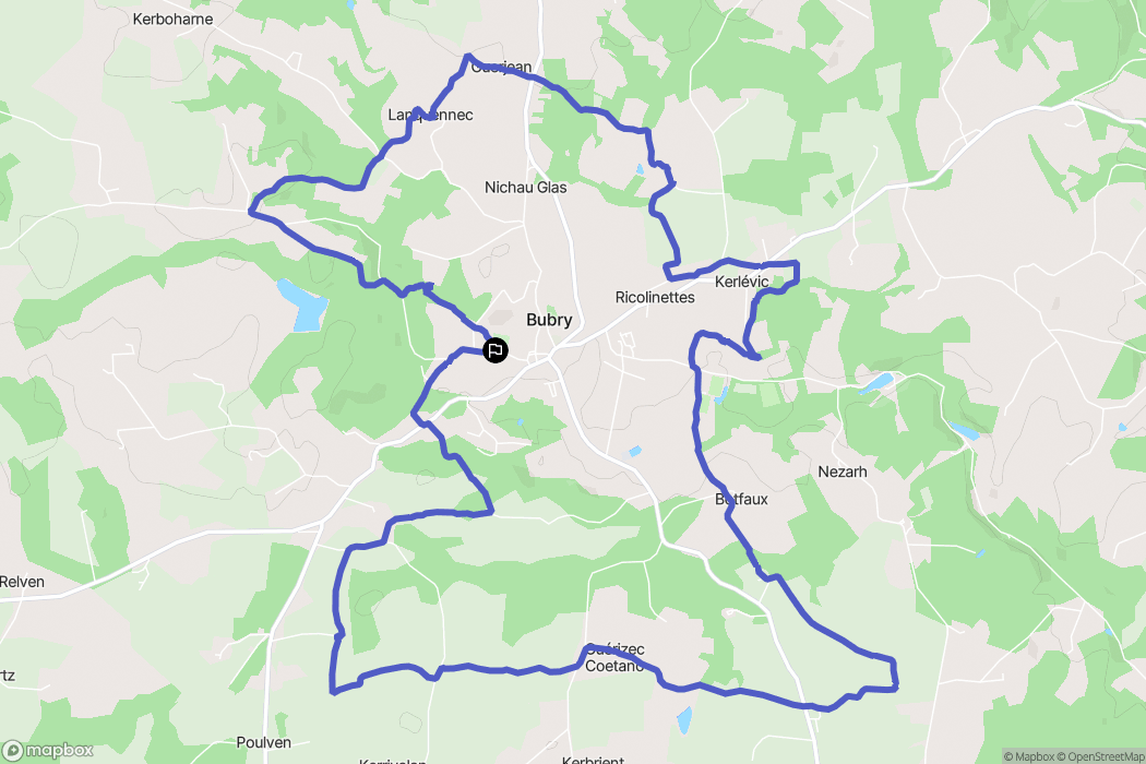 Bubry : carte du parcours de randonnée - France
