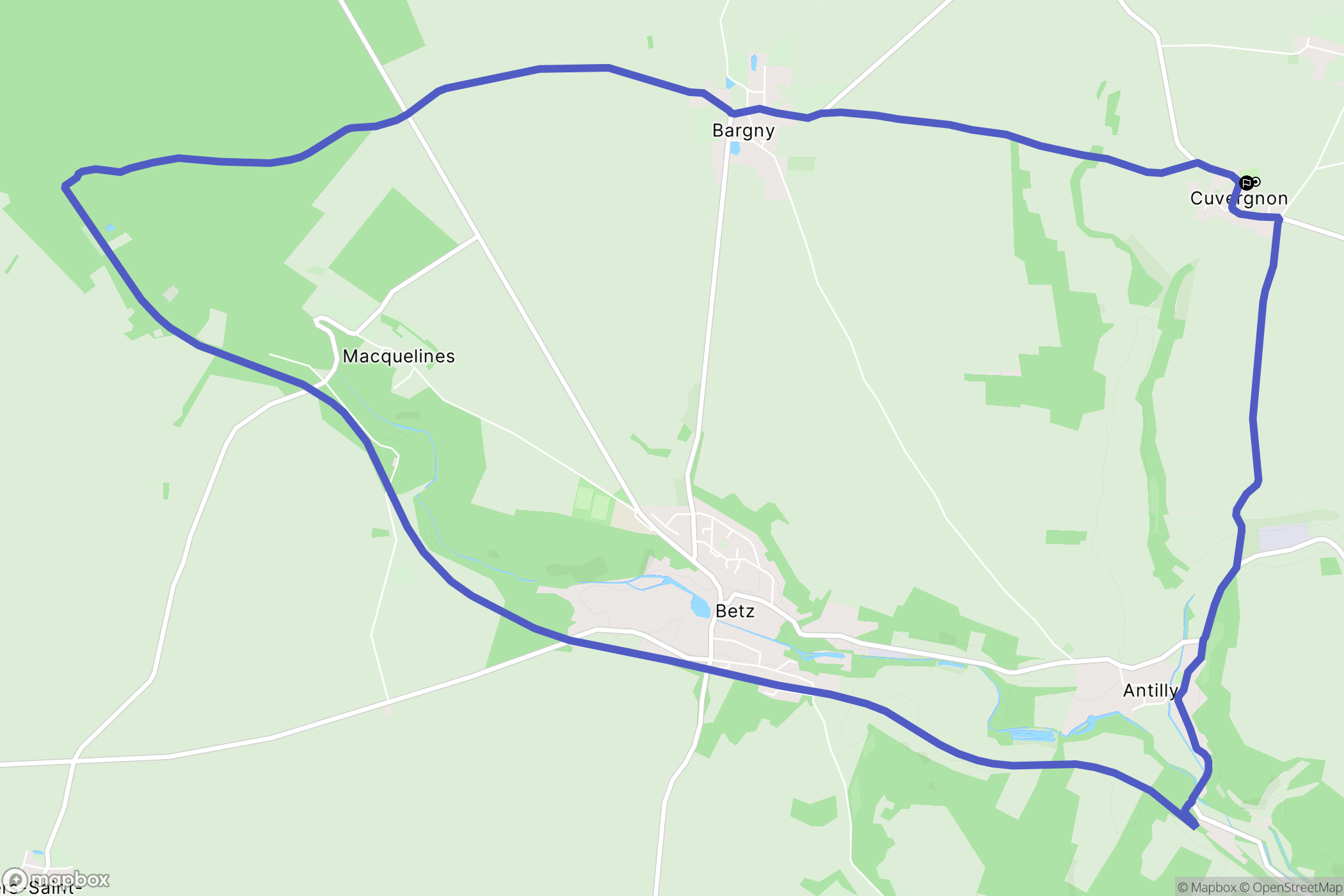 Cuvergnon : carte du parcours de randonnée - France