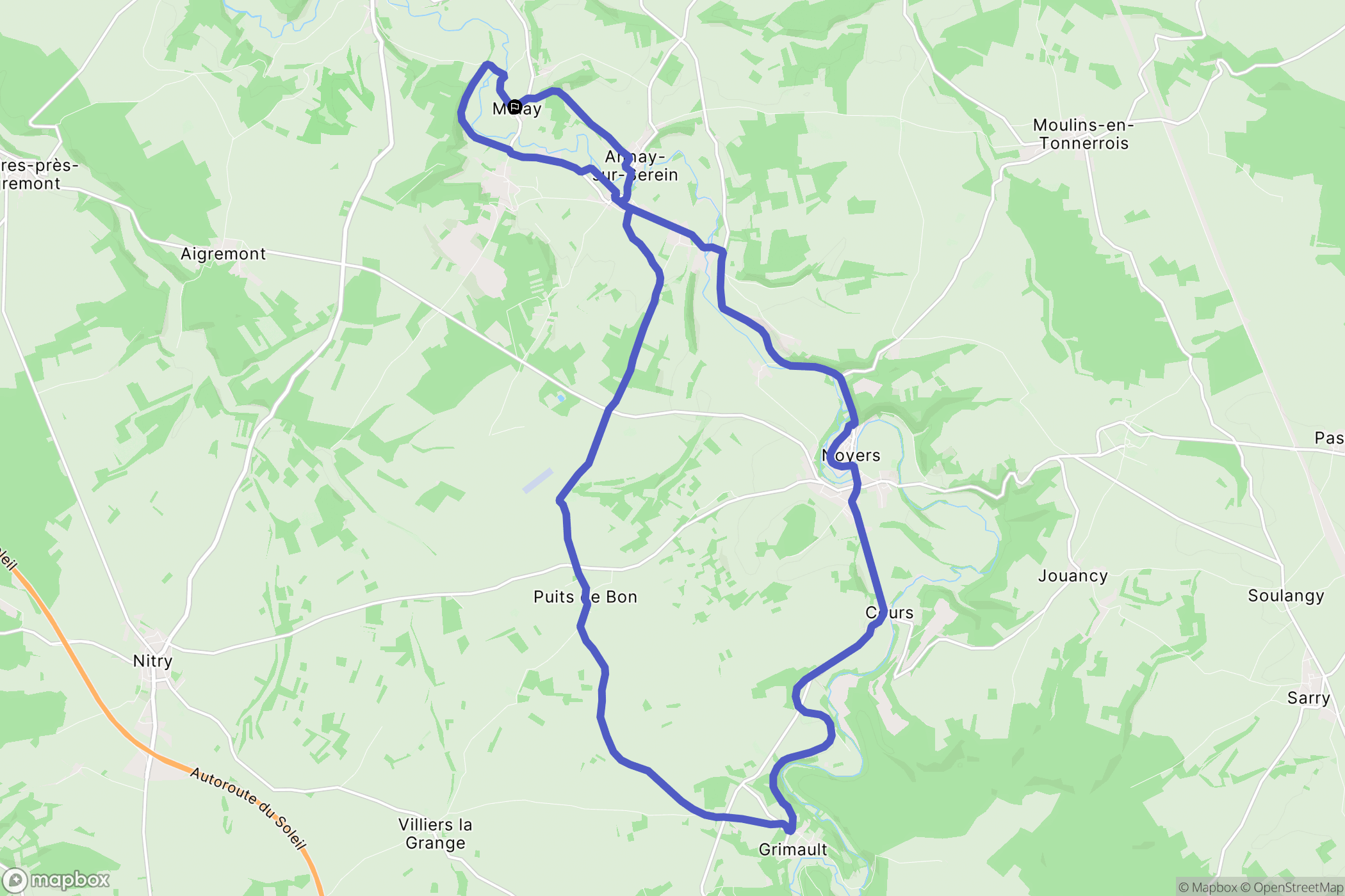 Molay : carte du parcours de randonnée - France