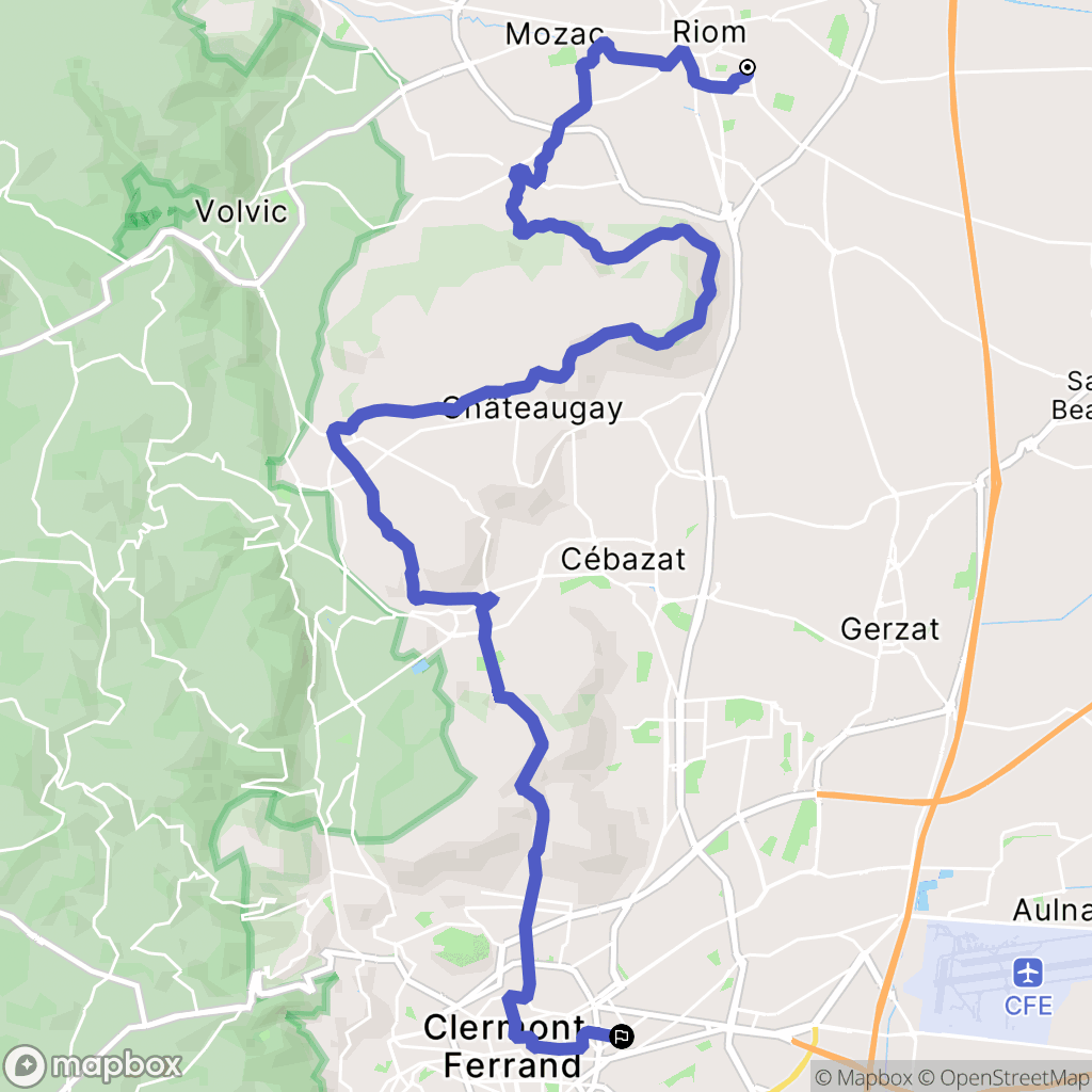 Riom : carte du parcours de randonnée - France