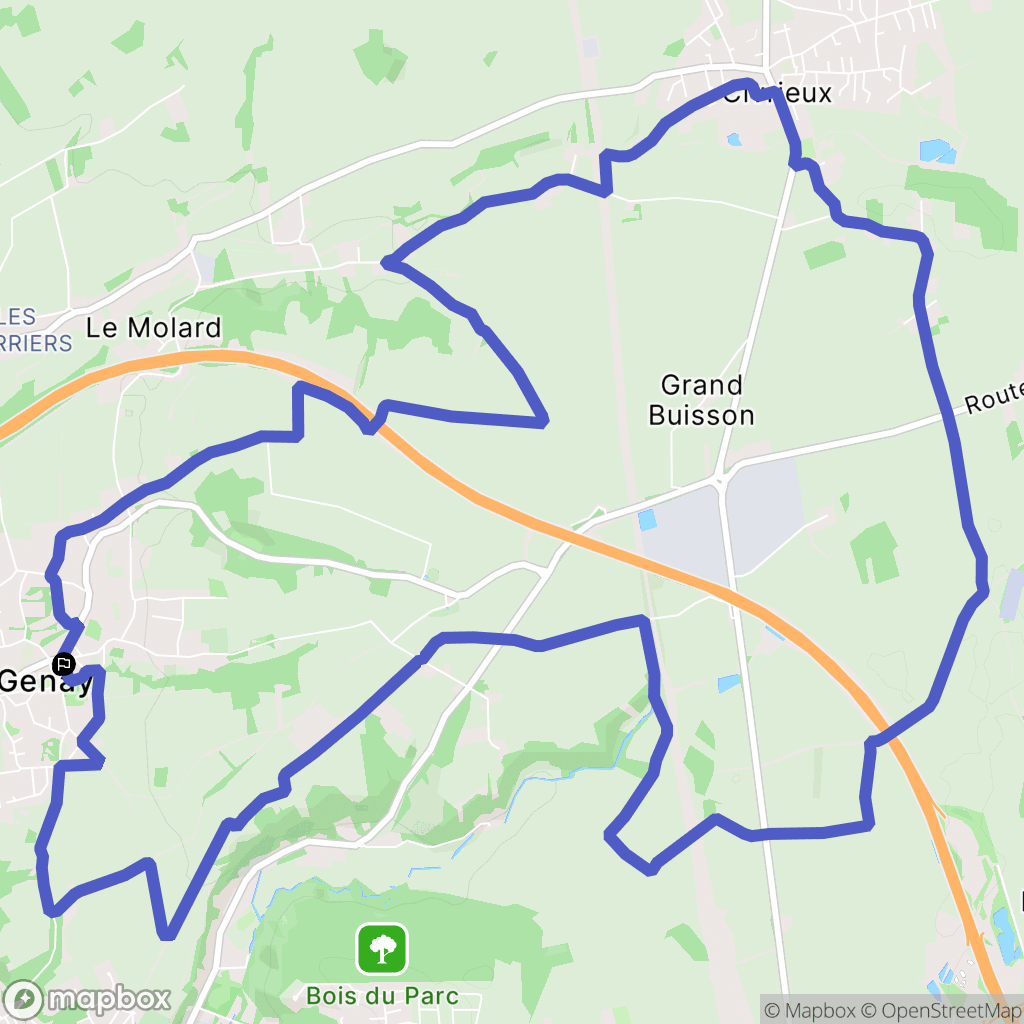 Genay : carte du parcours de randonnée - France