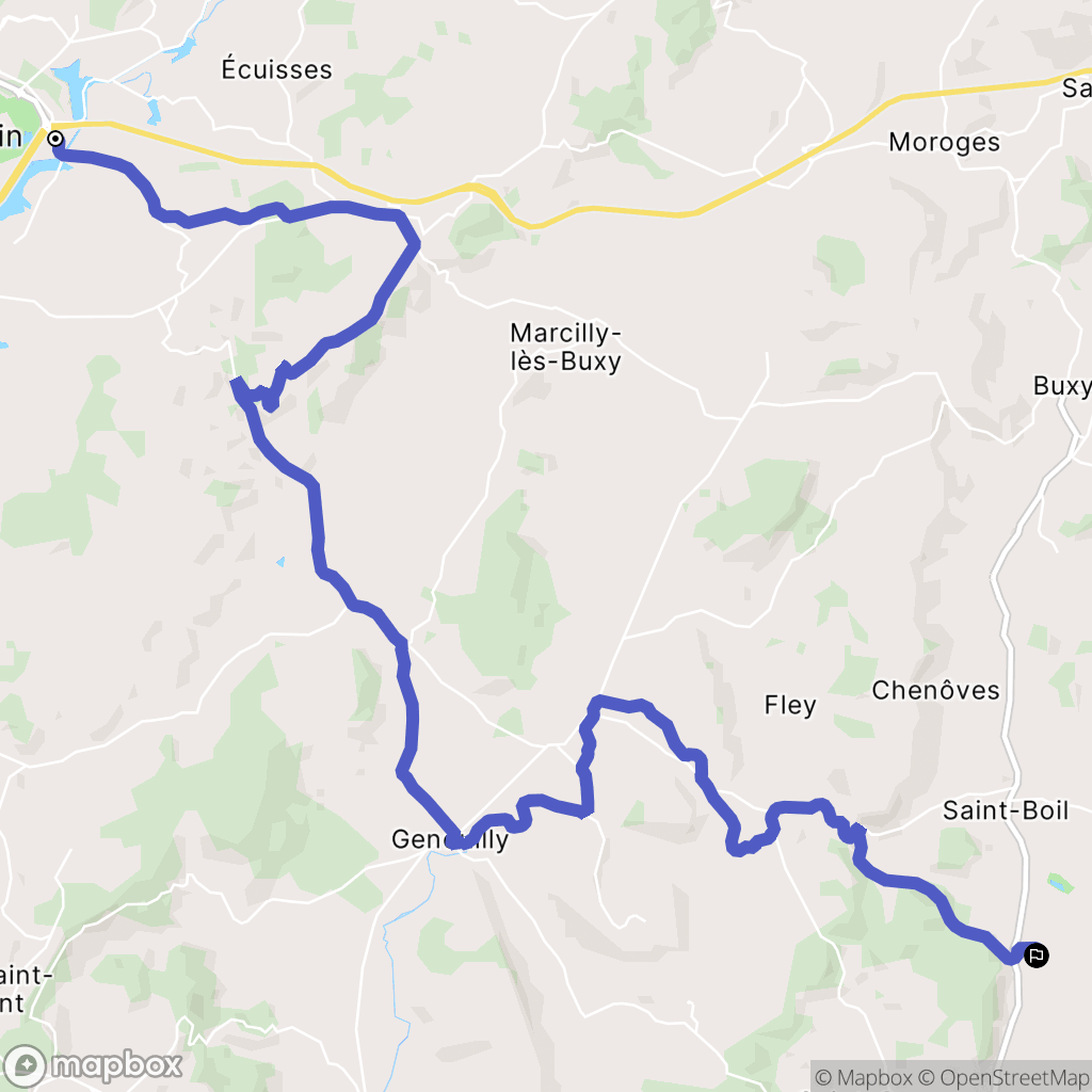 Montchanin : carte du parcours de randonnée - France