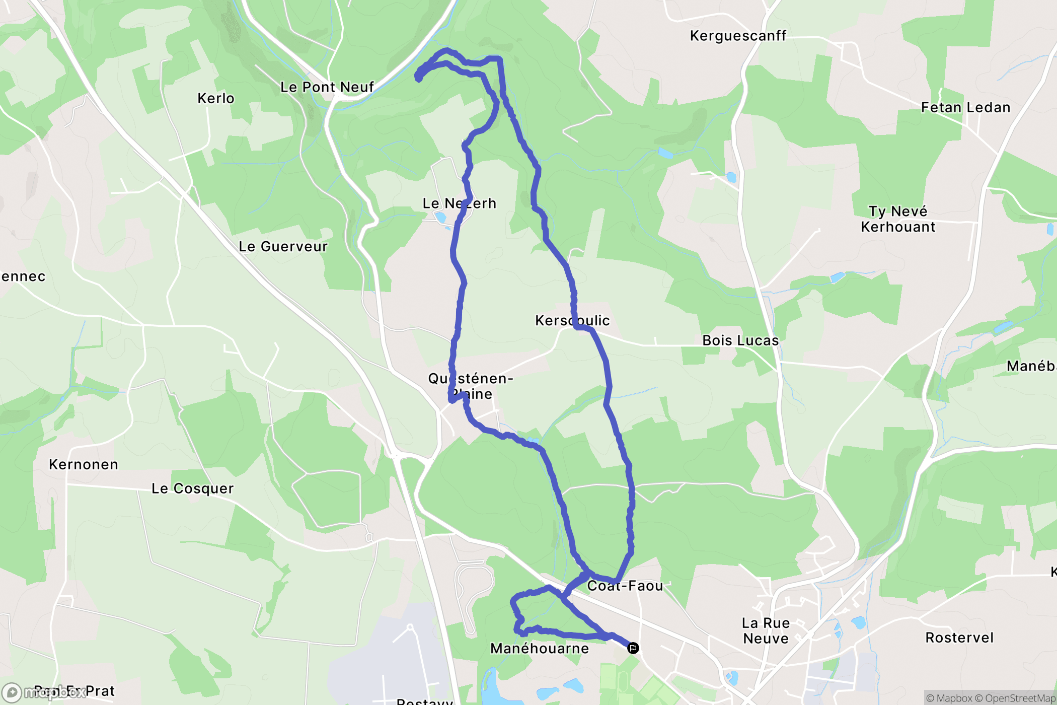 Plouay : carte du parcours de randonnée - France