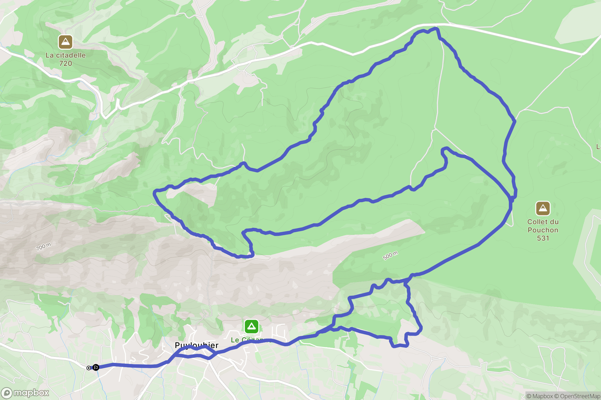 Puyloubier : carte du parcours de randonnée - France