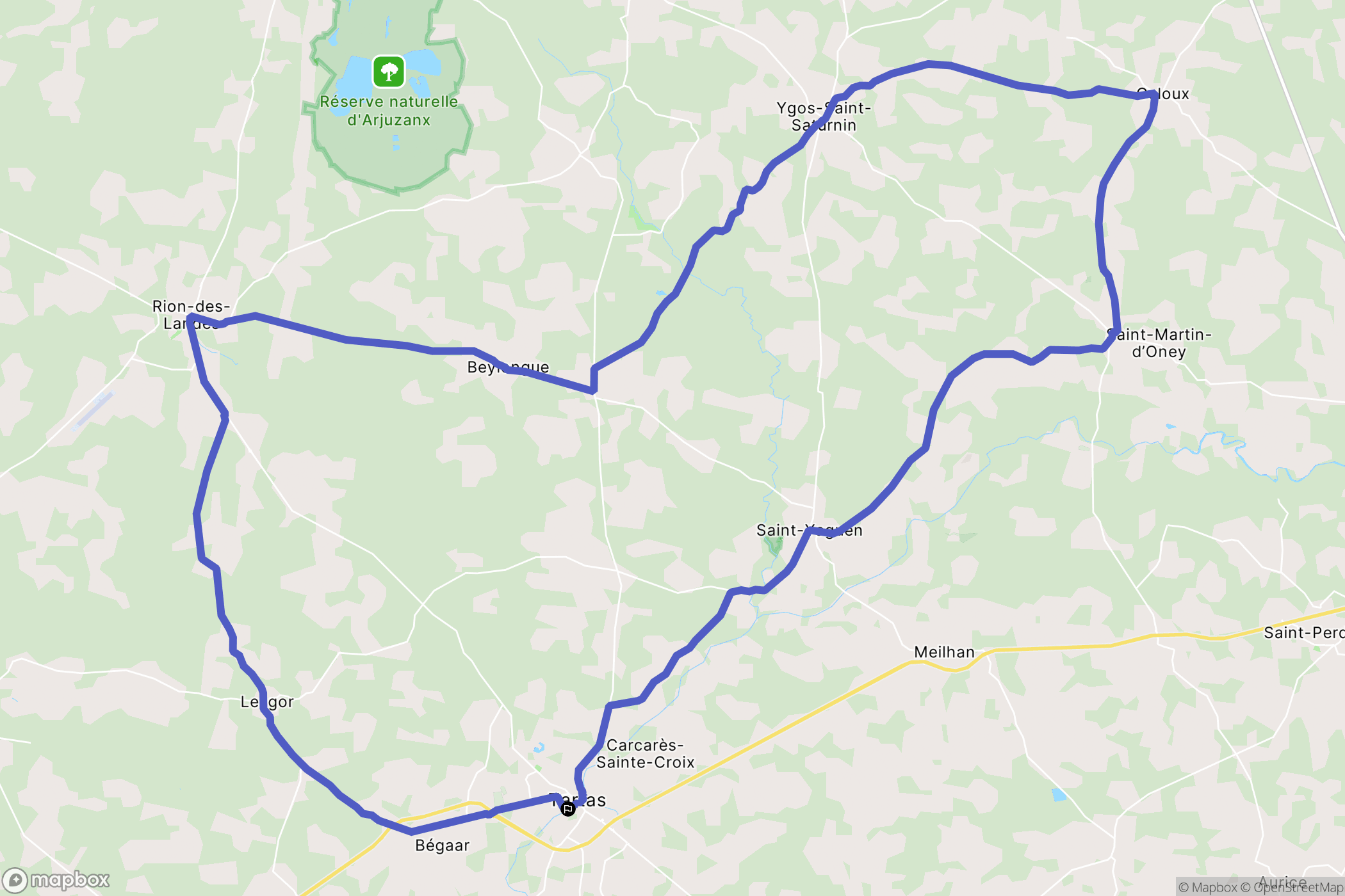 Tartas : carte du parcours de randonnée - France