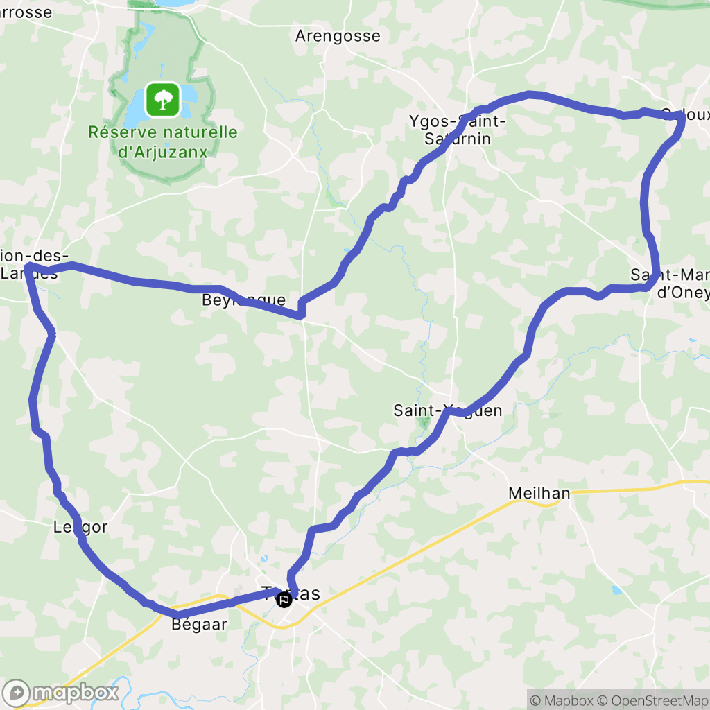 Tartas : carte du parcours de randonnée - France