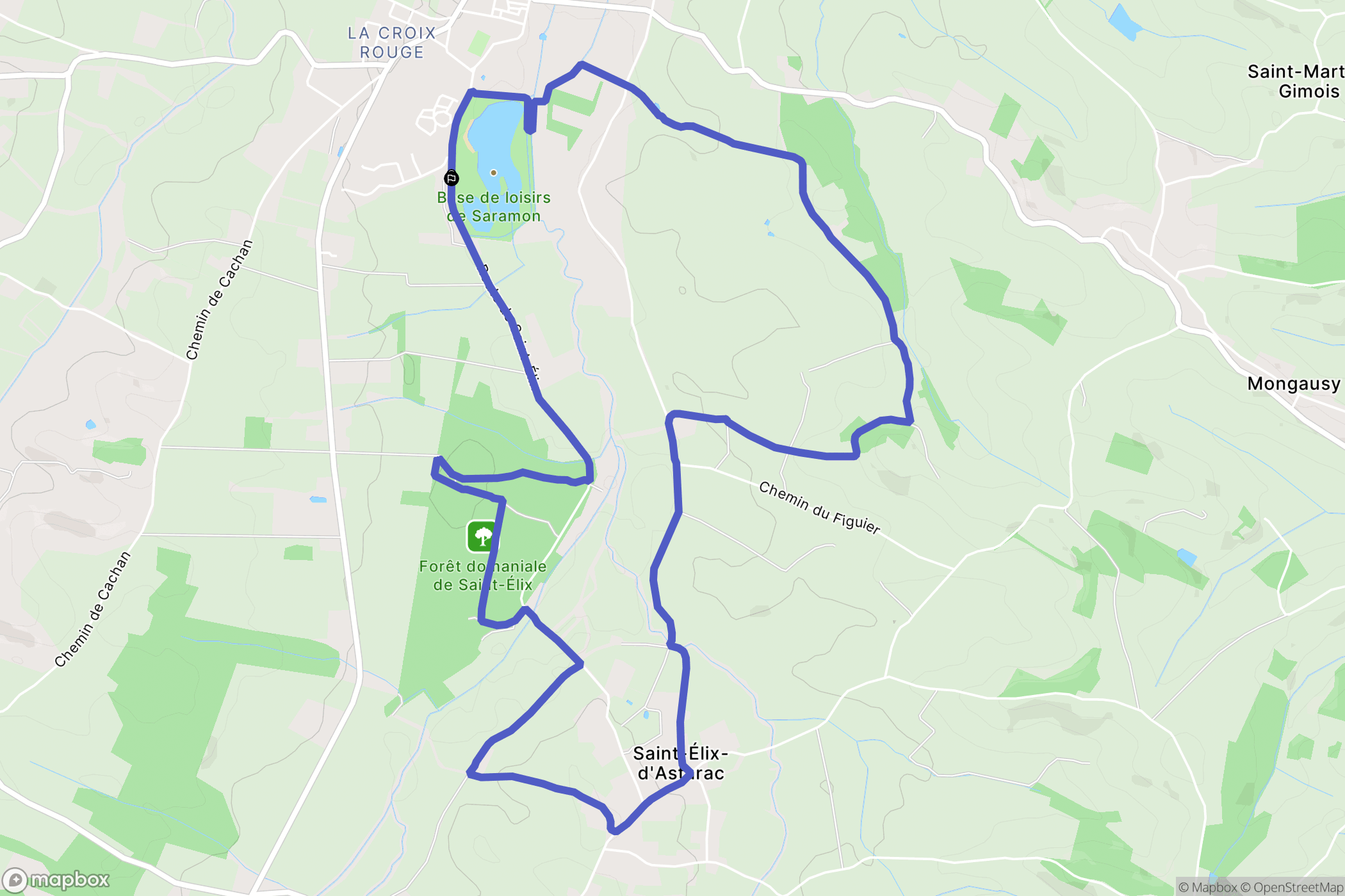 Saramon : carte du parcours de randonnée - France