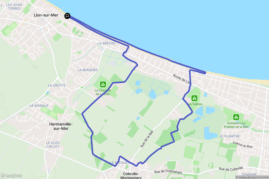 Lion-sur-Mer : carte du parcours de randonnée - France
