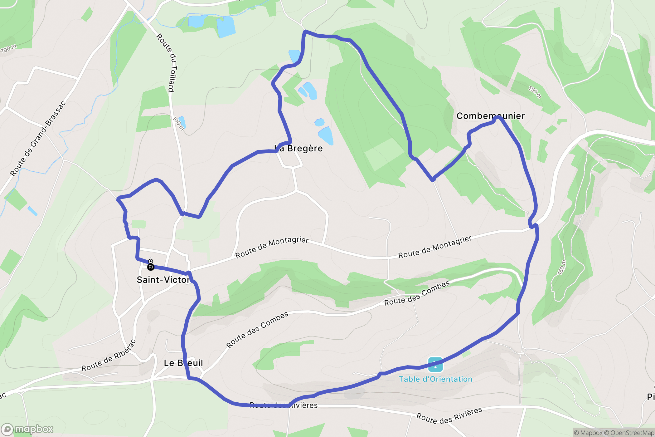 Saint-Victor : carte du parcours de randonnée - France