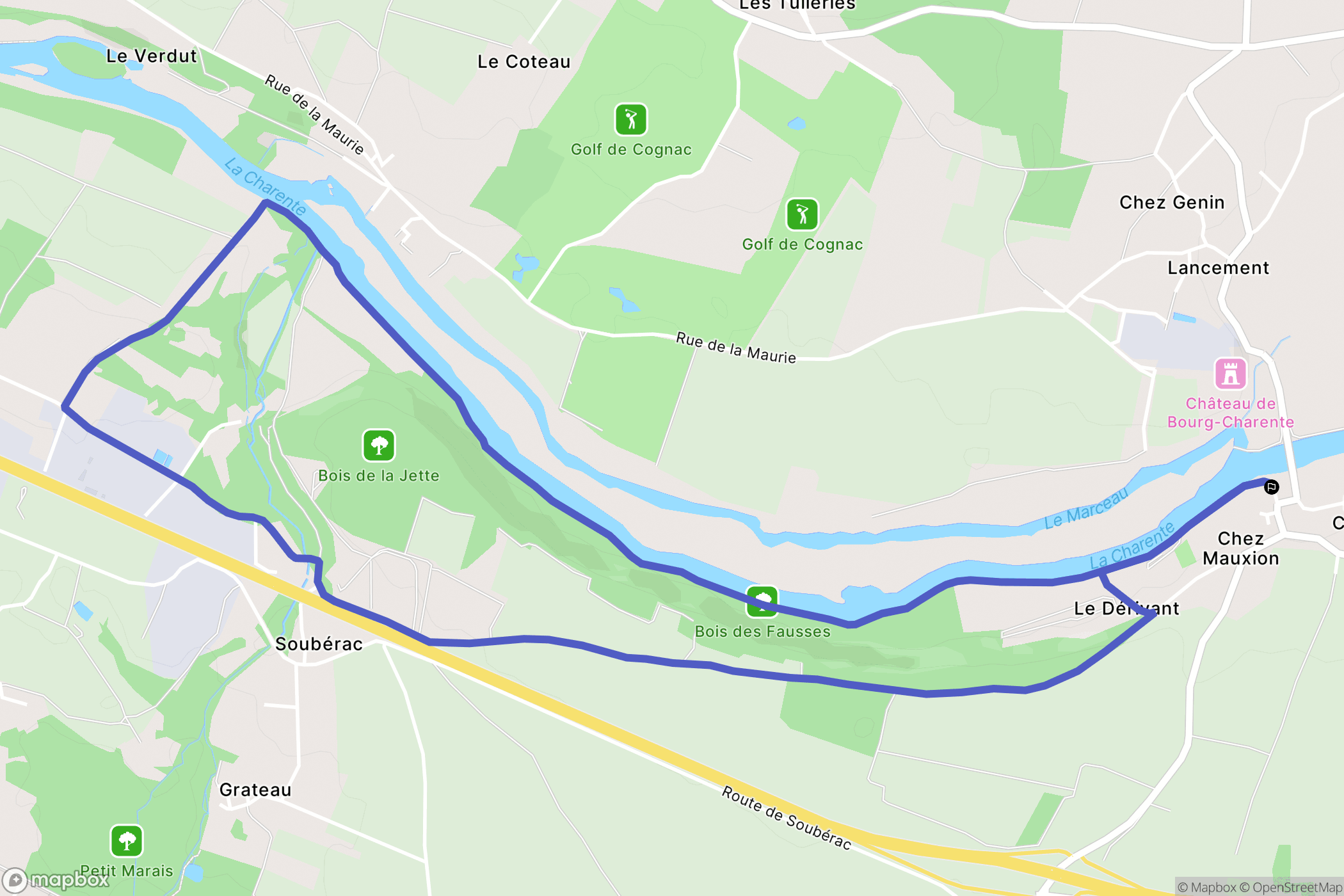 Bourg-Charente : carte du parcours de randonnée - France
