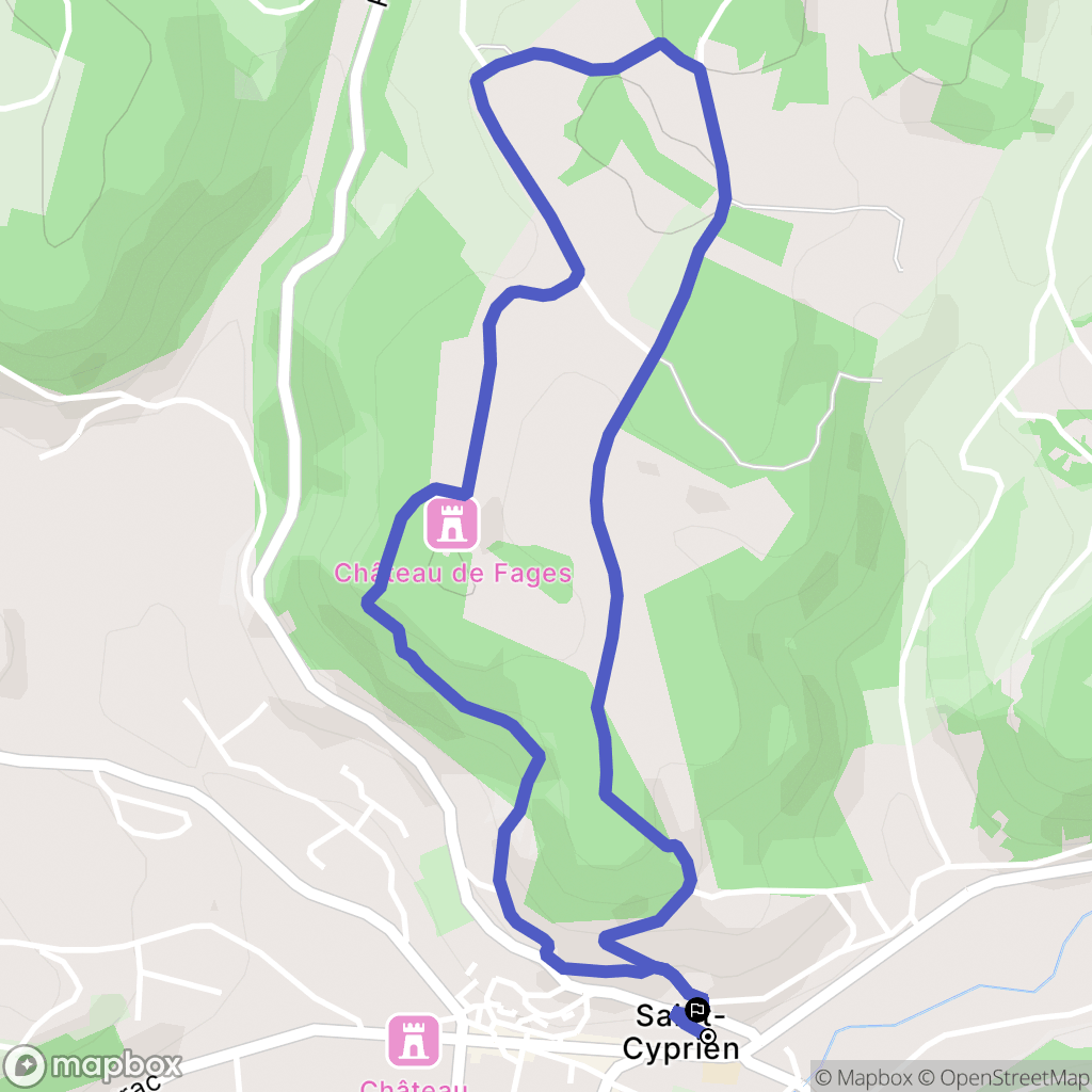 Saint-Cyprien : carte du parcours de randonnée - France