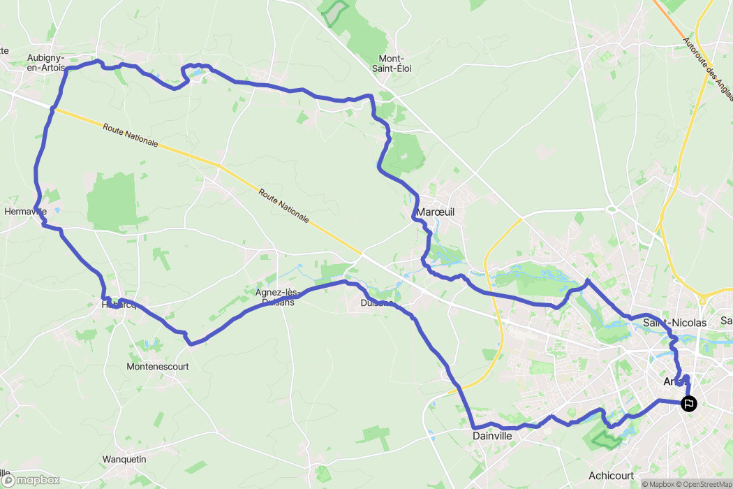 Arras : carte du parcours de randonnée - France