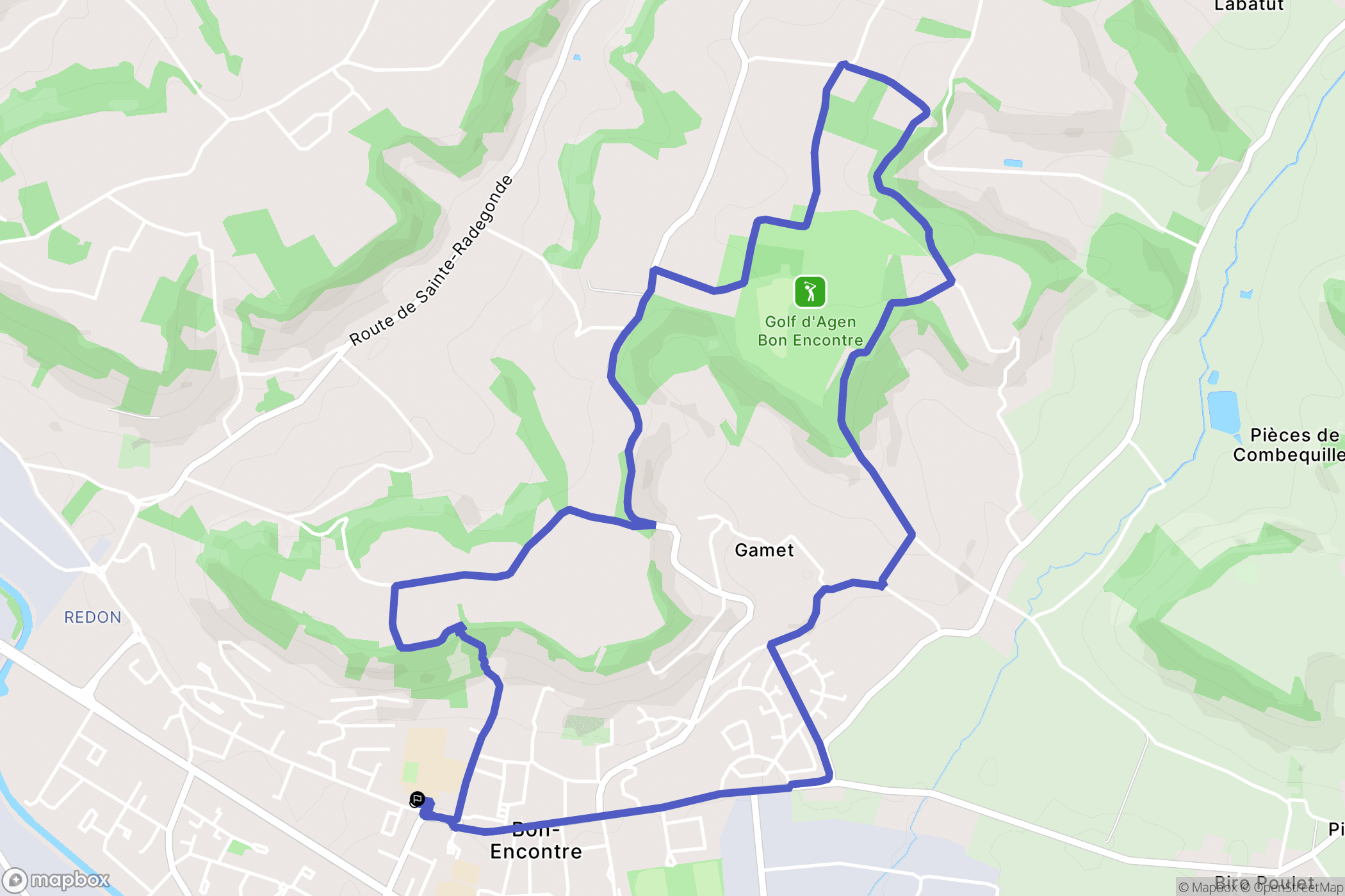 Bon-Encontre : carte du parcours de randonnée - France