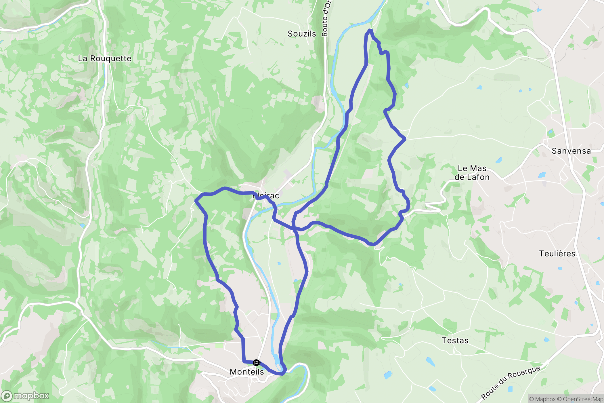 Monteils : carte du parcours de randonnée - France