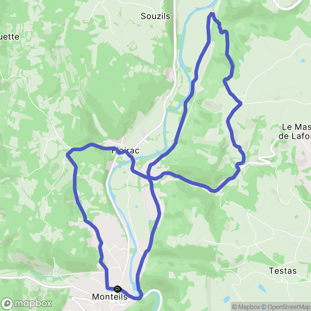 Monteils : carte du parcours de randonnée - France