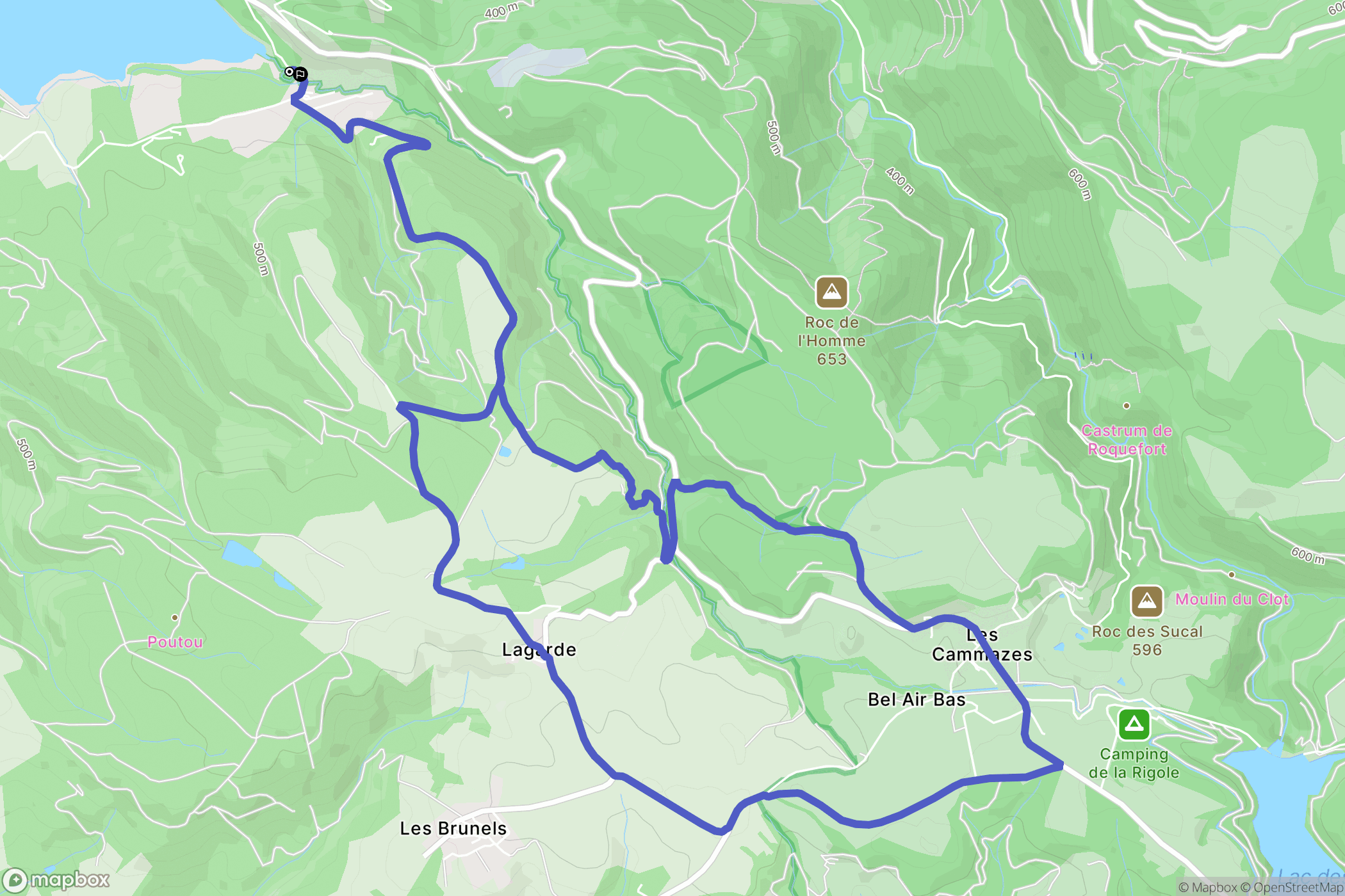 Les Brunels : carte du parcours de randonnée - France