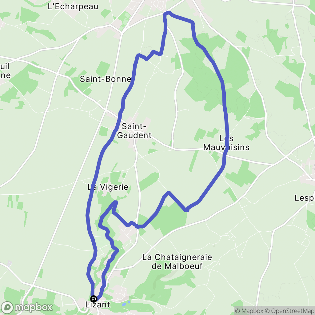 Lizant : carte du parcours de randonnée - France