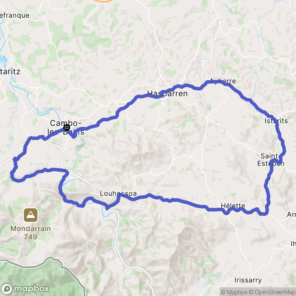 Cambo-les-Bains : carte du parcours de randonnée - France