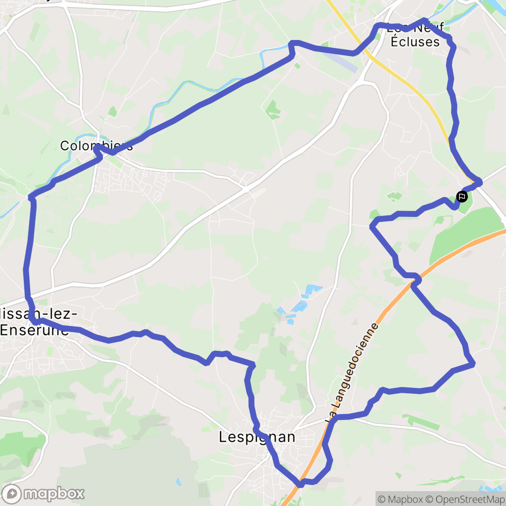 Béziers : carte du parcours de randonnée - France