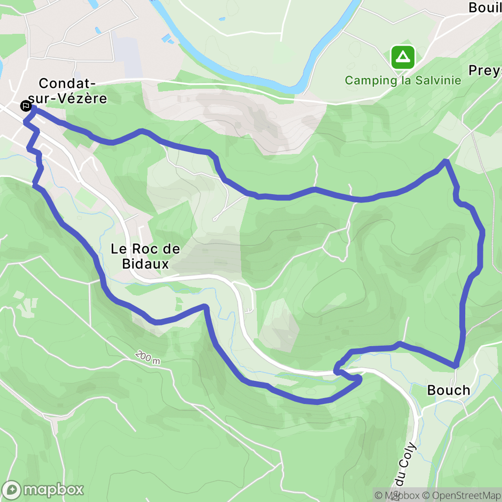 Condat-sur-Vézère : carte du parcours de randonnée - France