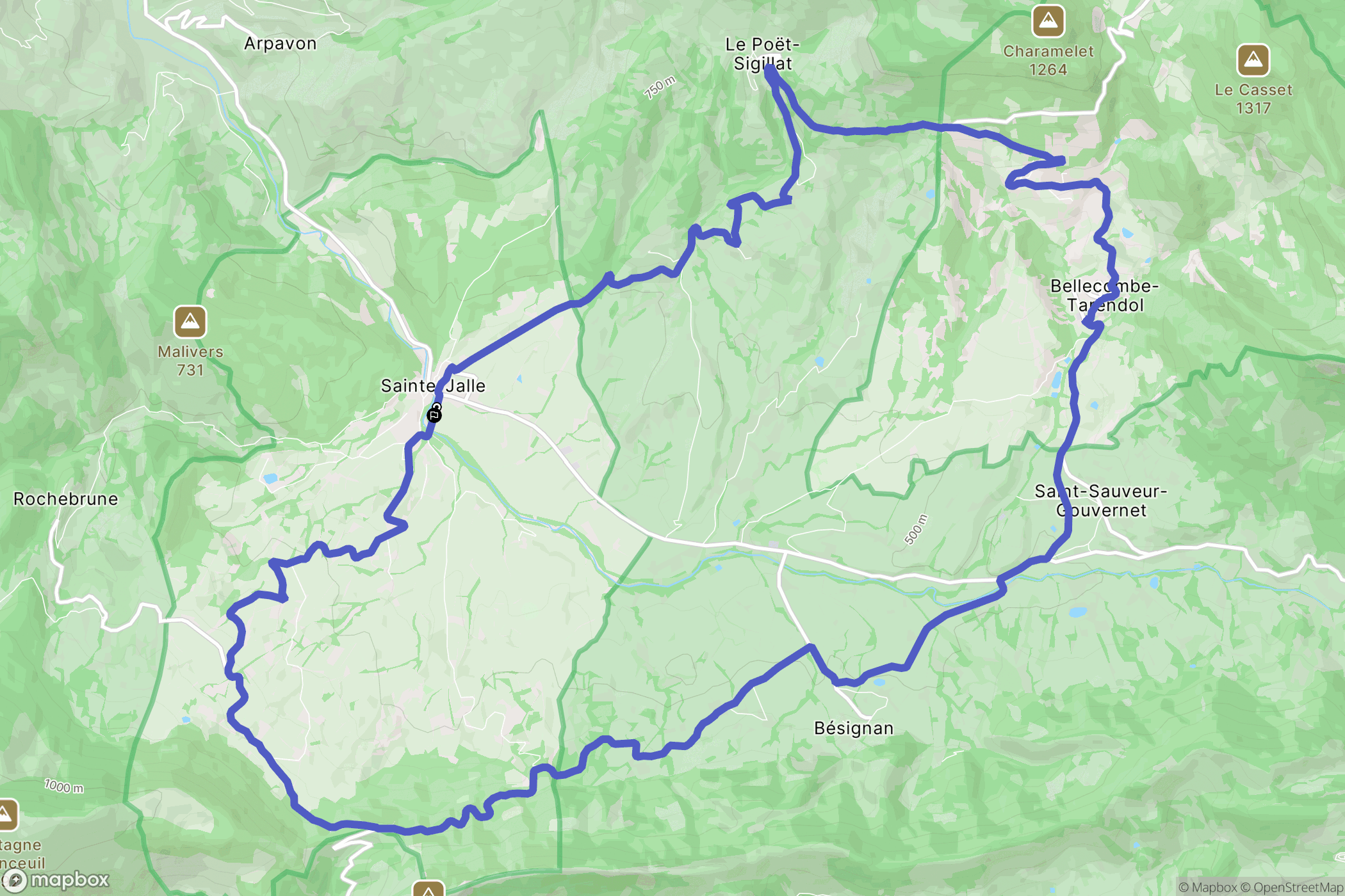 Sainte-Jalle : carte du parcours de randonnée - France