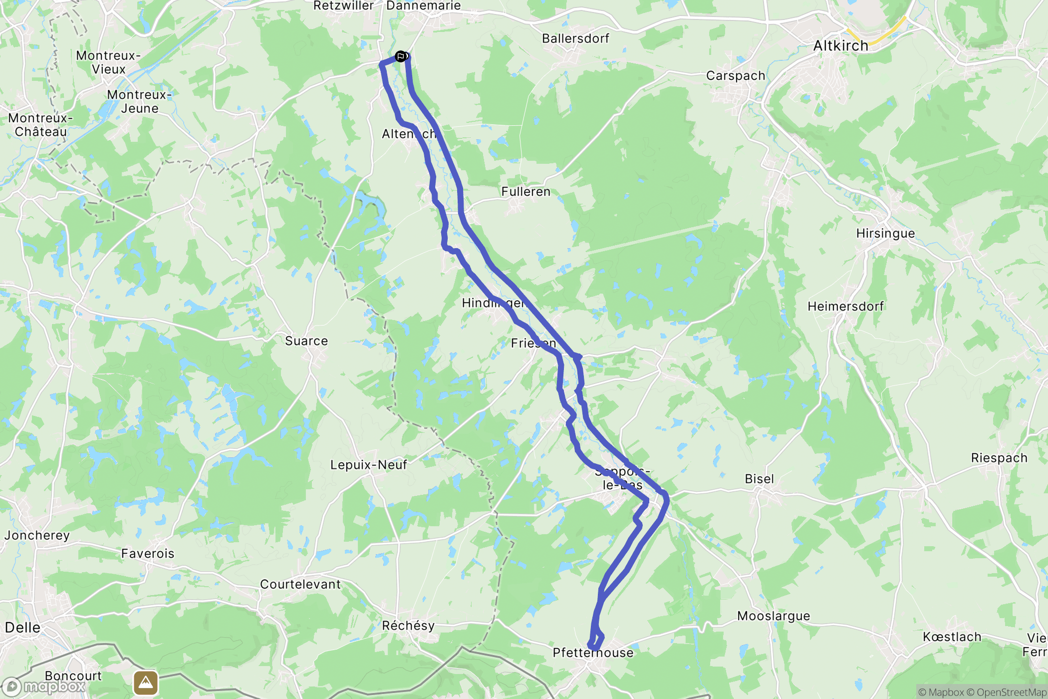 Dannemarie : carte du parcours de randonnée - France
