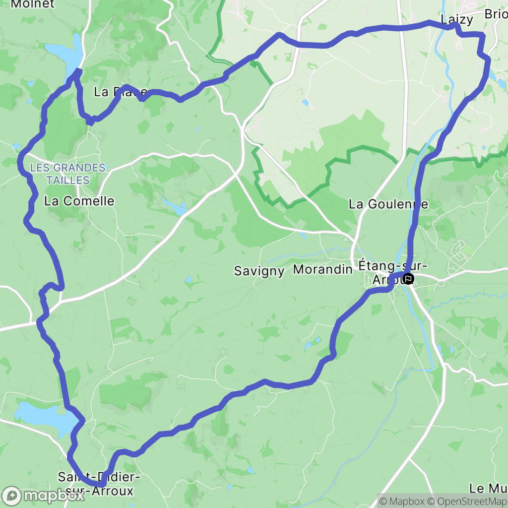 Étang-sur-Arroux : carte du parcours de randonnée - France