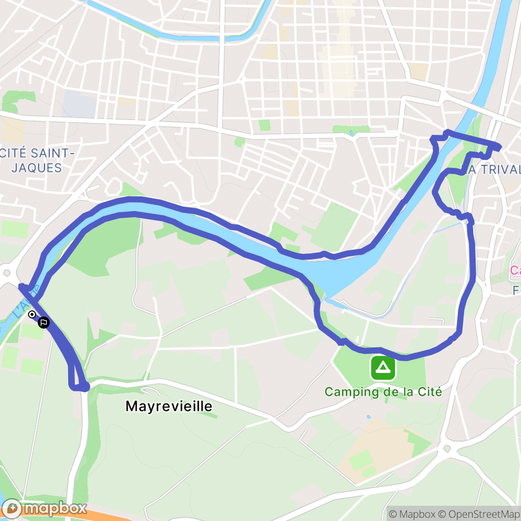 Carcassonne : carte du parcours de randonnée - France