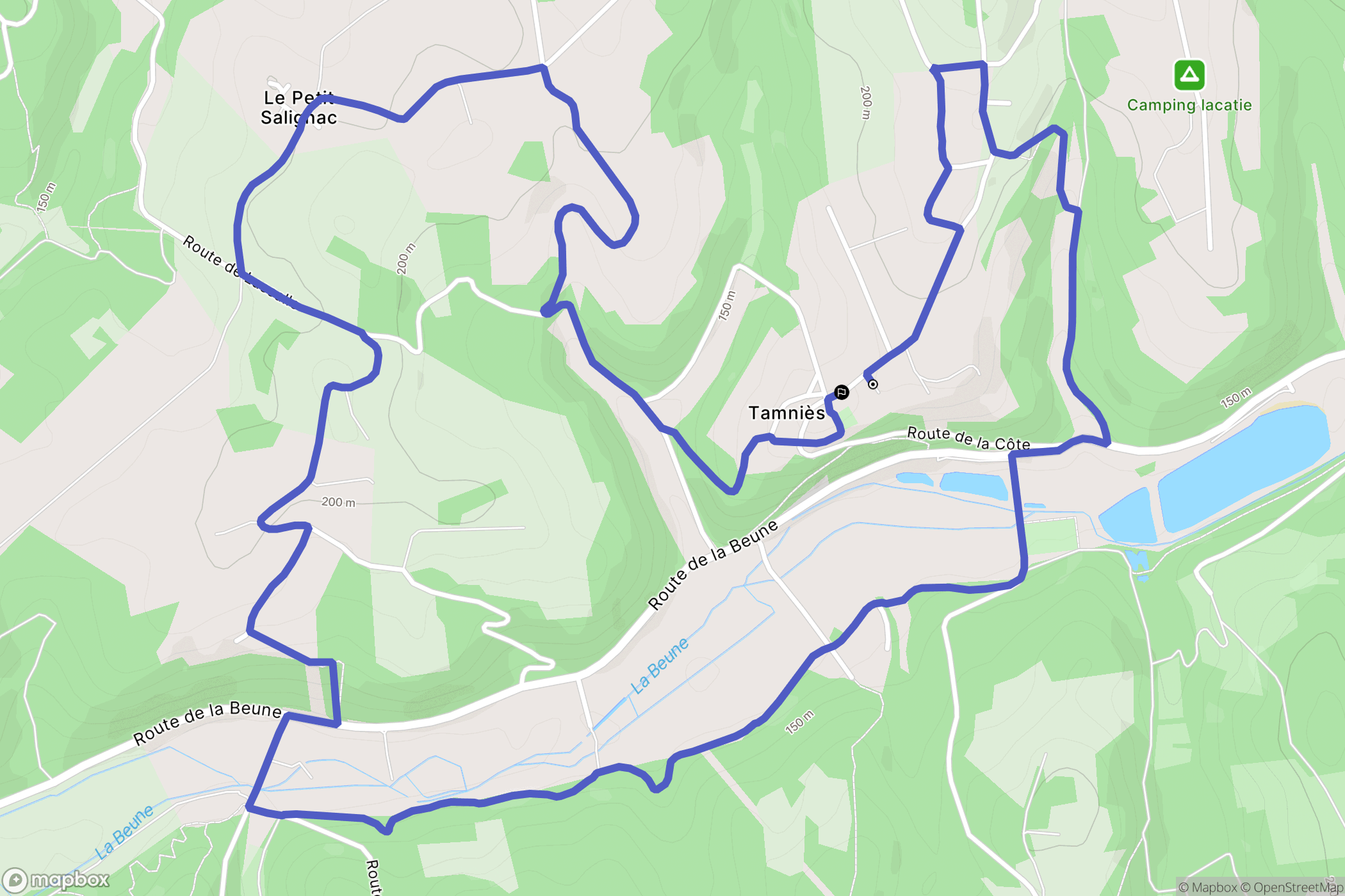 Tamniès : carte du parcours de randonnée - France