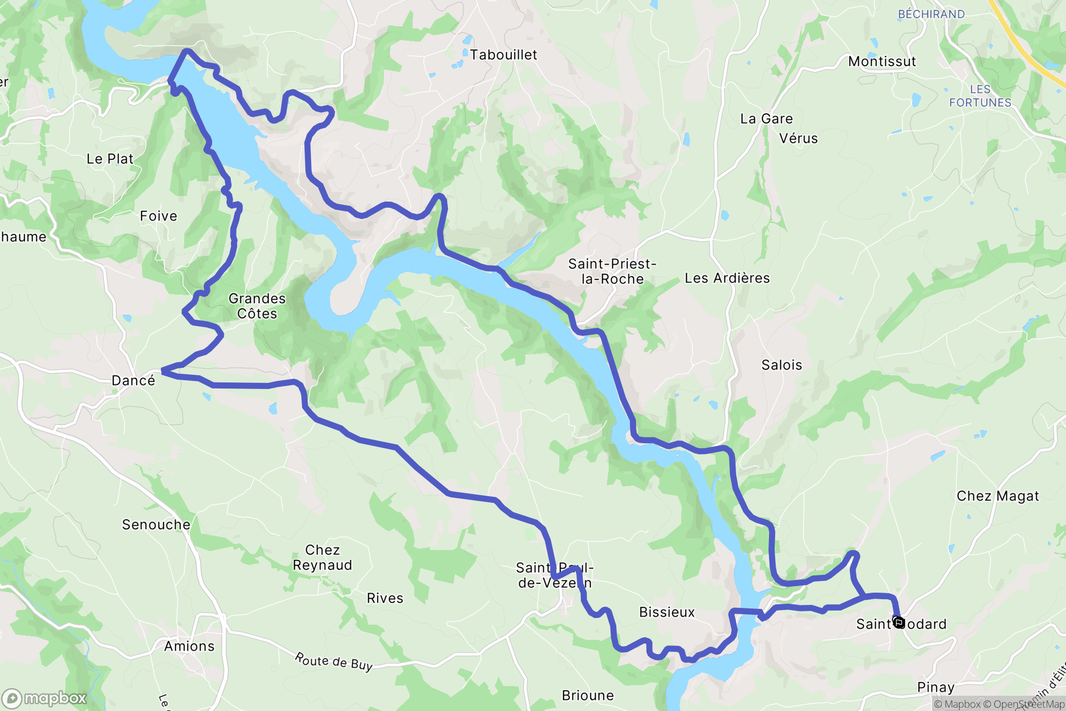 Saint-Jodard : carte du parcours de randonnée - France
