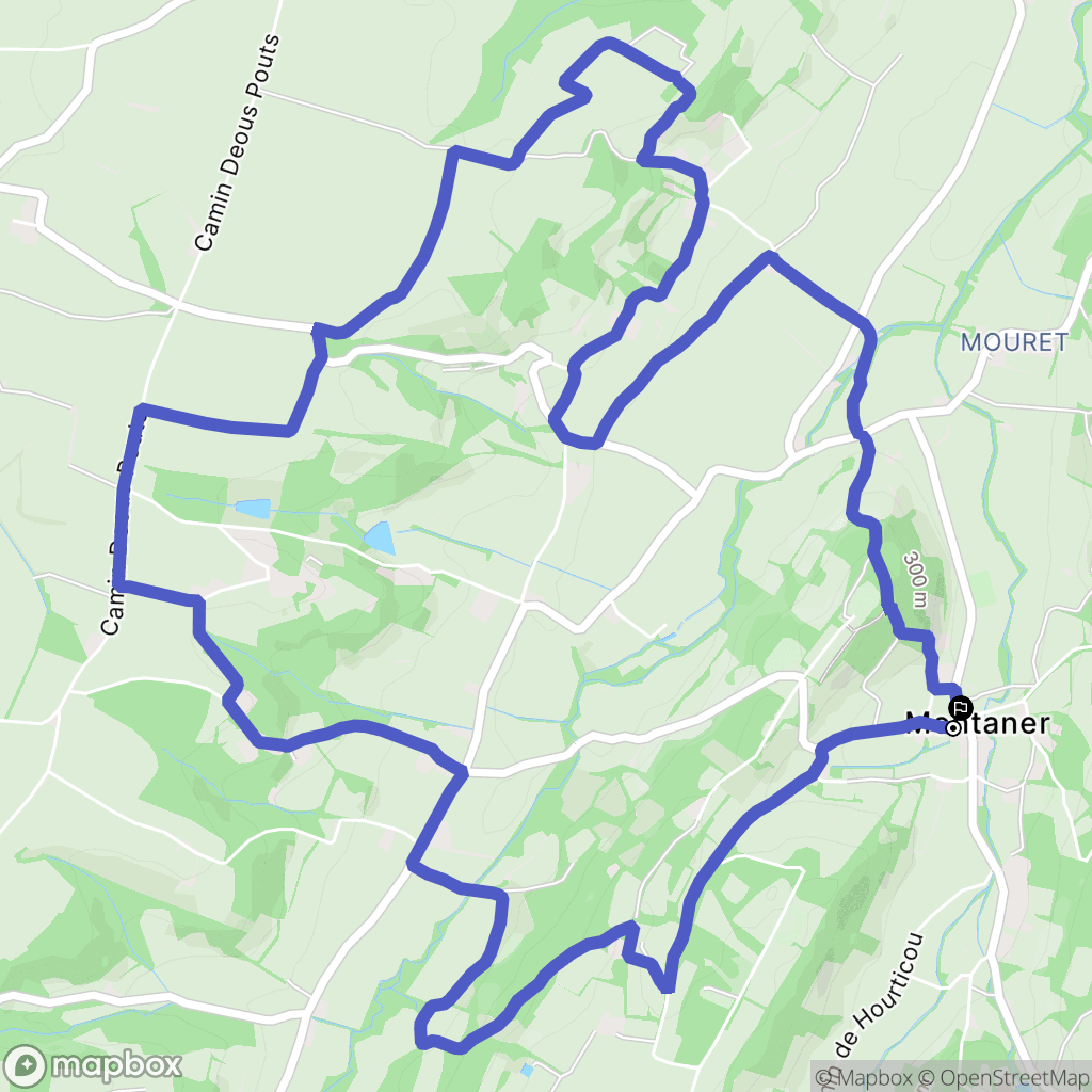 Montaner : carte du parcours de randonnée - France