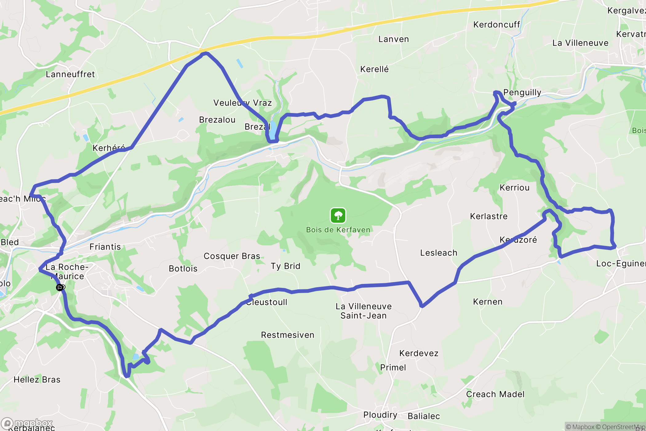 La Roche-Maurice : carte du parcours de randonnée - France