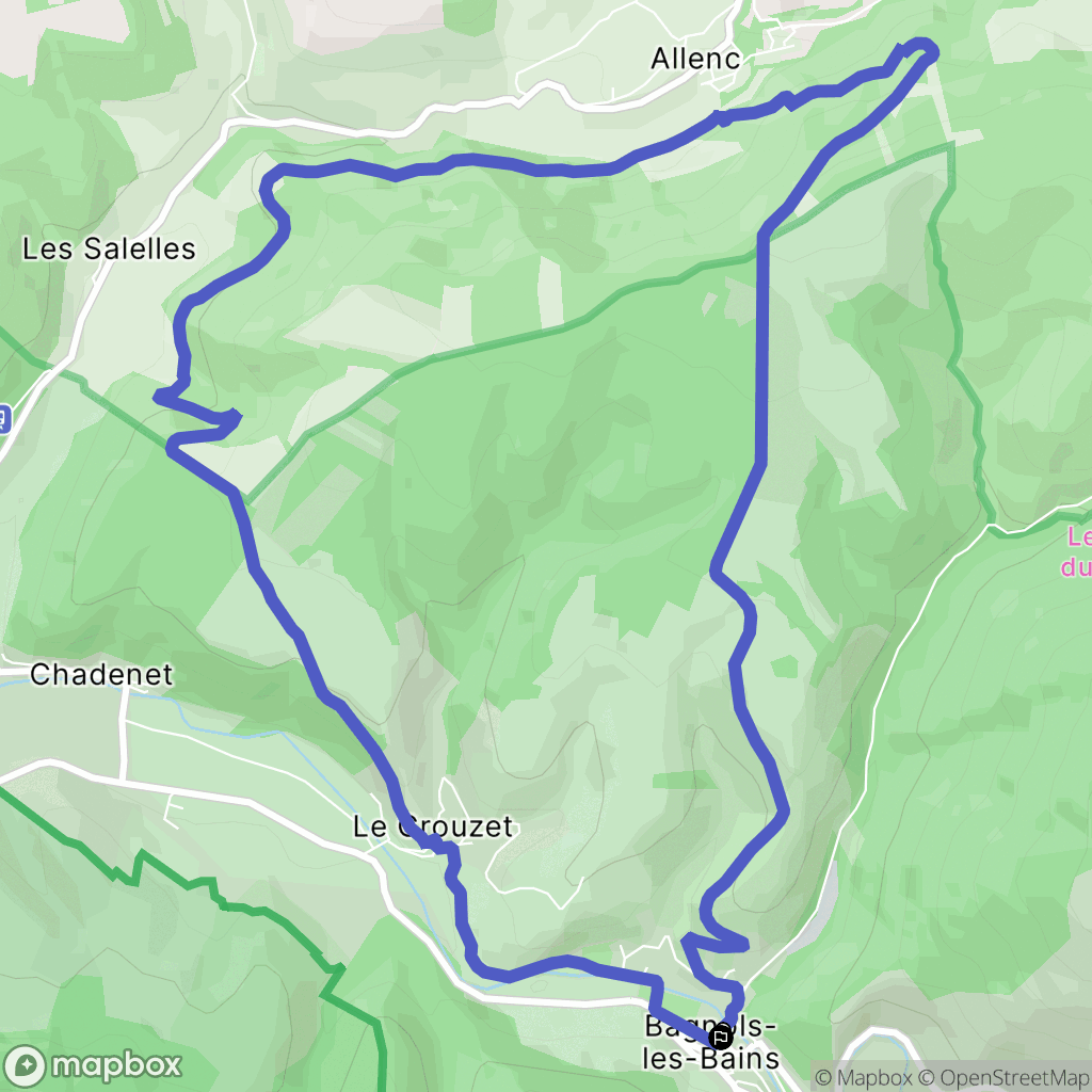 Mont-Lozère-et-Goulet : carte du parcours de randonnée - France