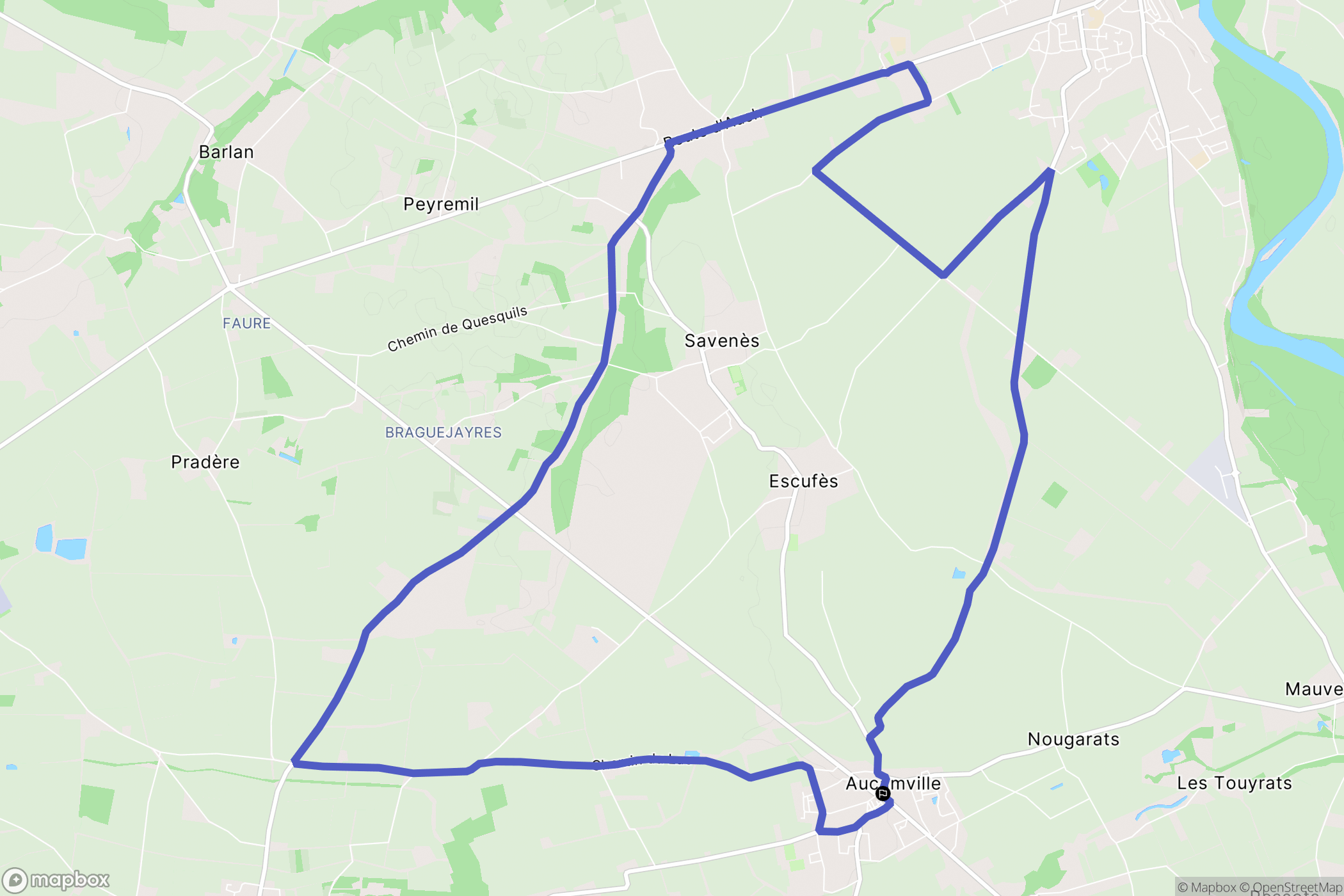 Aucamville : carte du parcours de randonnée - France