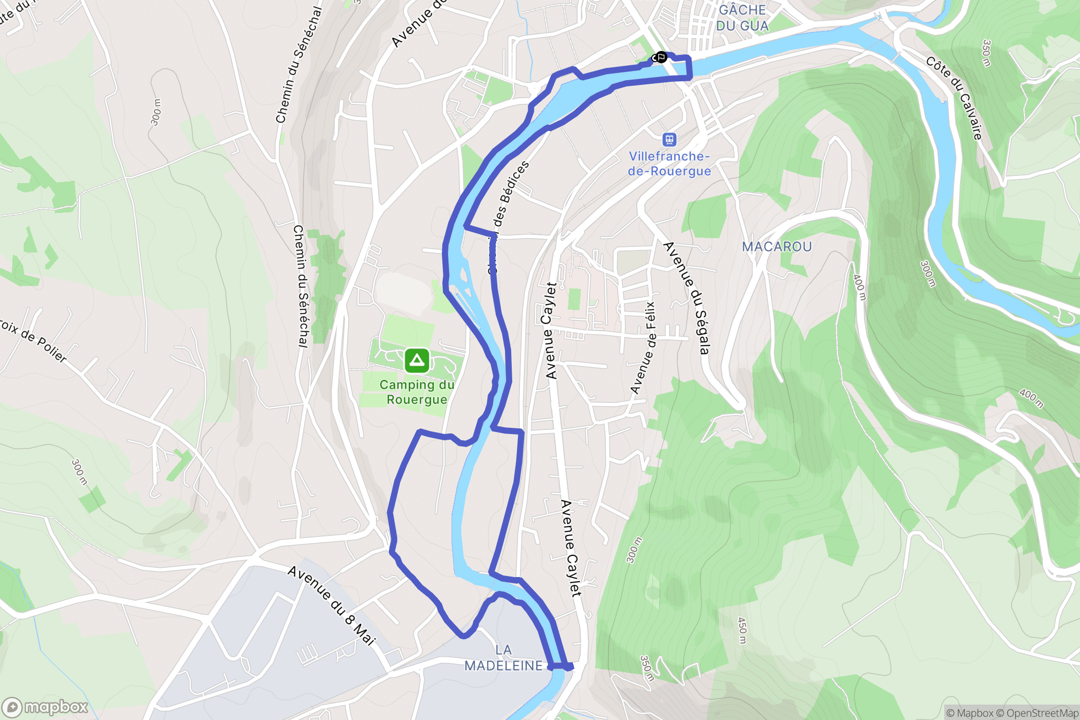 Villefranche-de-Rouergue : carte du parcours de randonnée - France